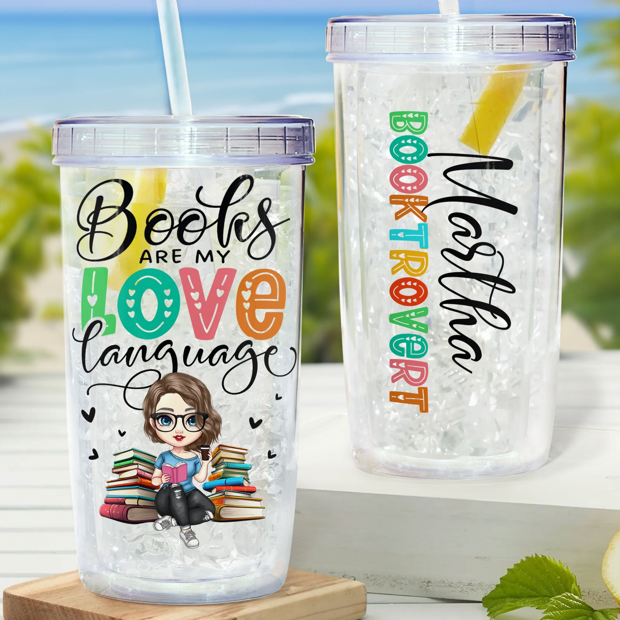 Booktrovert - Personalized Acrylic Insulated Tumbler With Straw