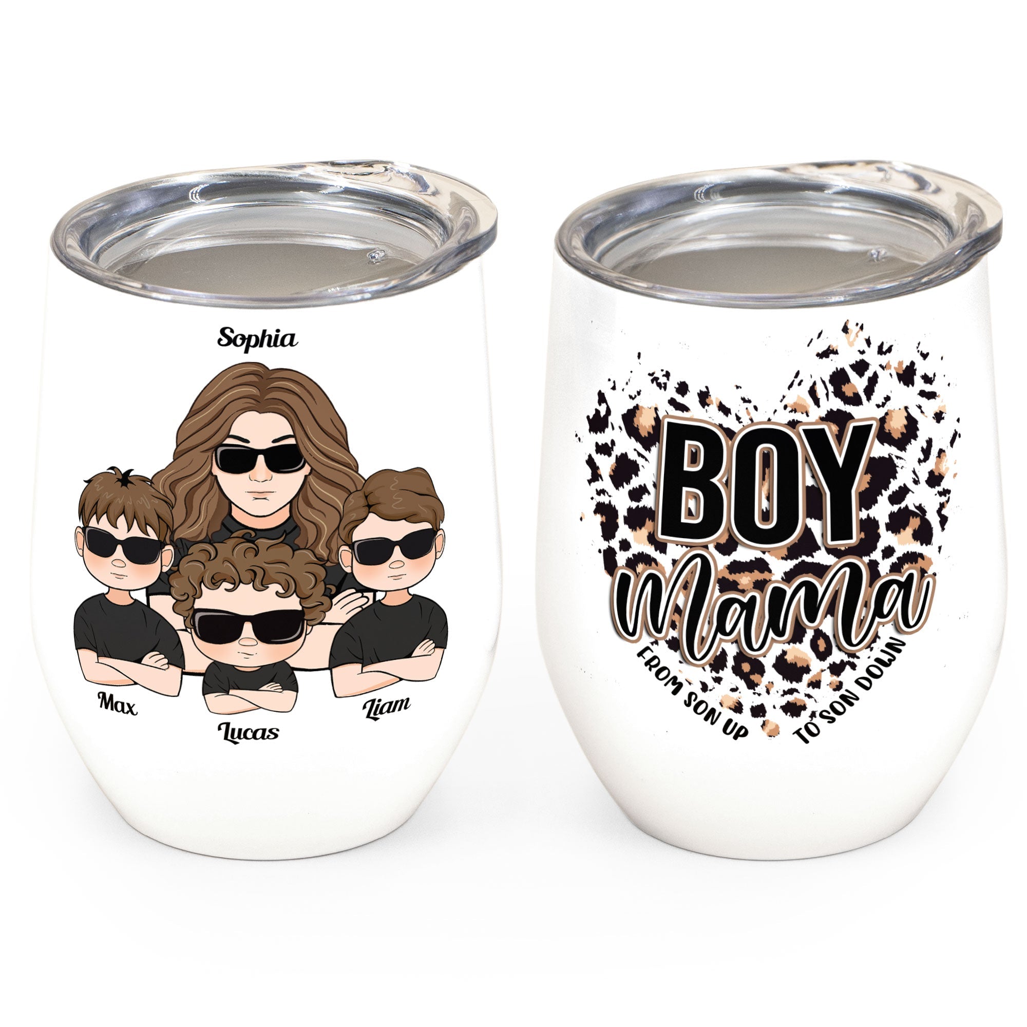 Boy Mama - Personalized Wine Tumbler - Birthday Gift, Mother's Day Gift For Mom, Mother, Wife