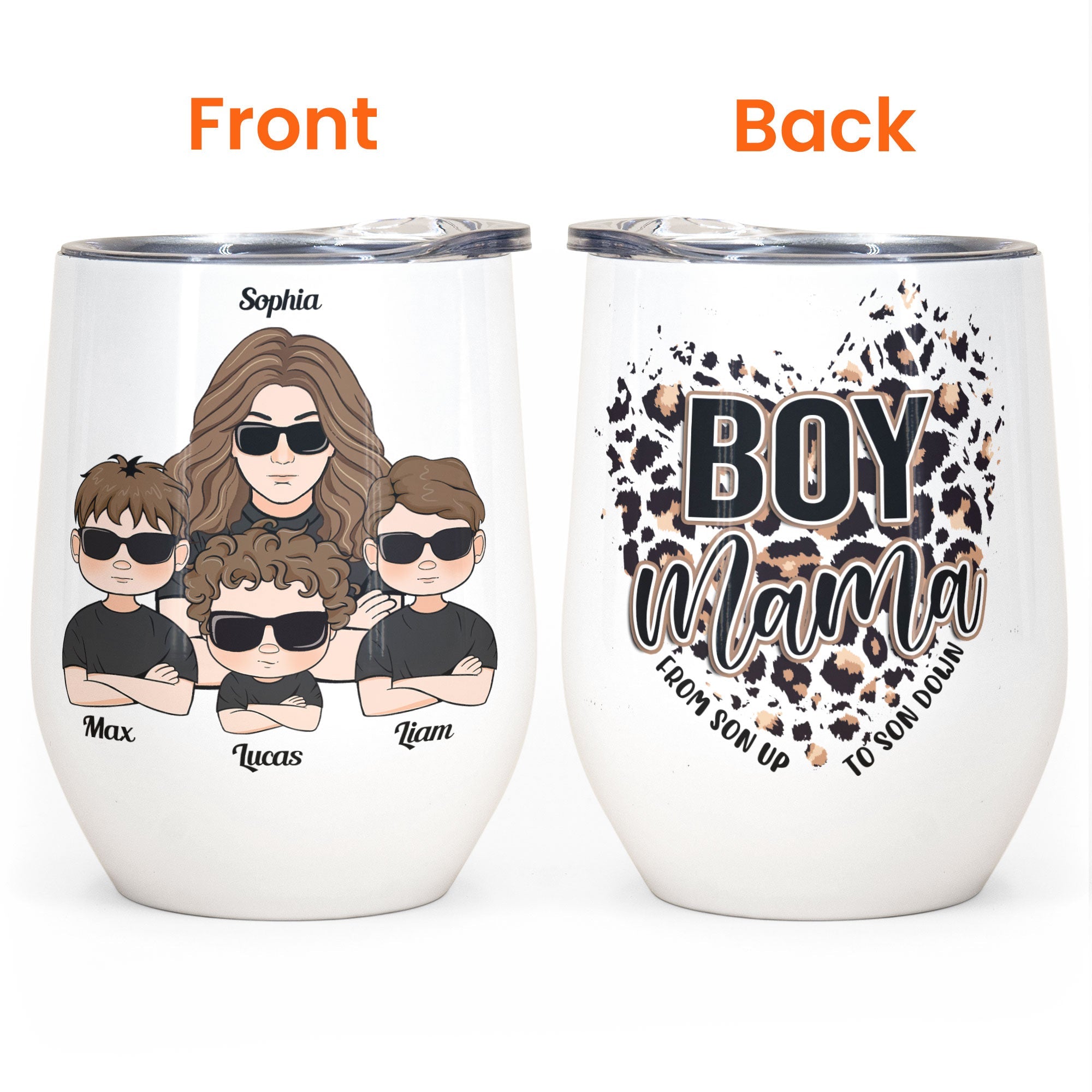 Boy Mama - Personalized Wine Tumbler - Birthday Gift, Mother's Day Gift For Mom, Mother, Wife