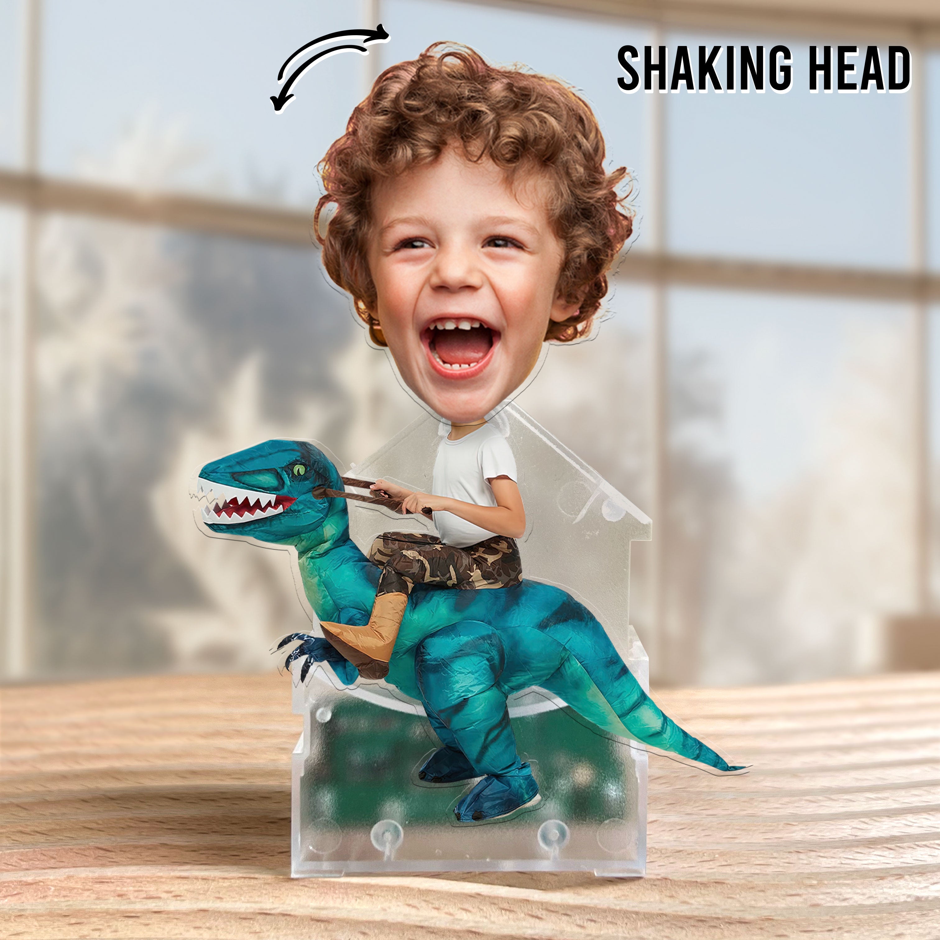 Boys Girls Playful Dinosaur Flamingo Alien - Personalized Photo Shaking Head Acrylic Standee