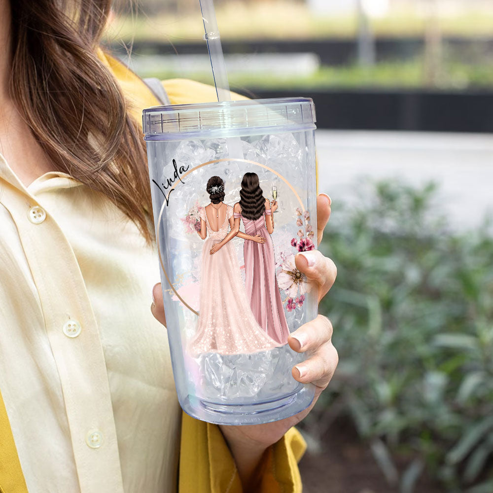 Bridesmaid For A Day - Personalized Acrylic Tumbler With Straw