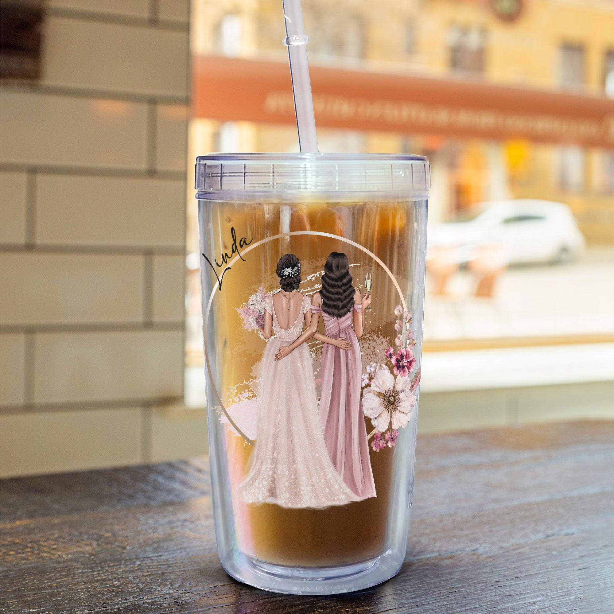 Bridesmaid For A Day - Personalized Acrylic Tumbler With Straw