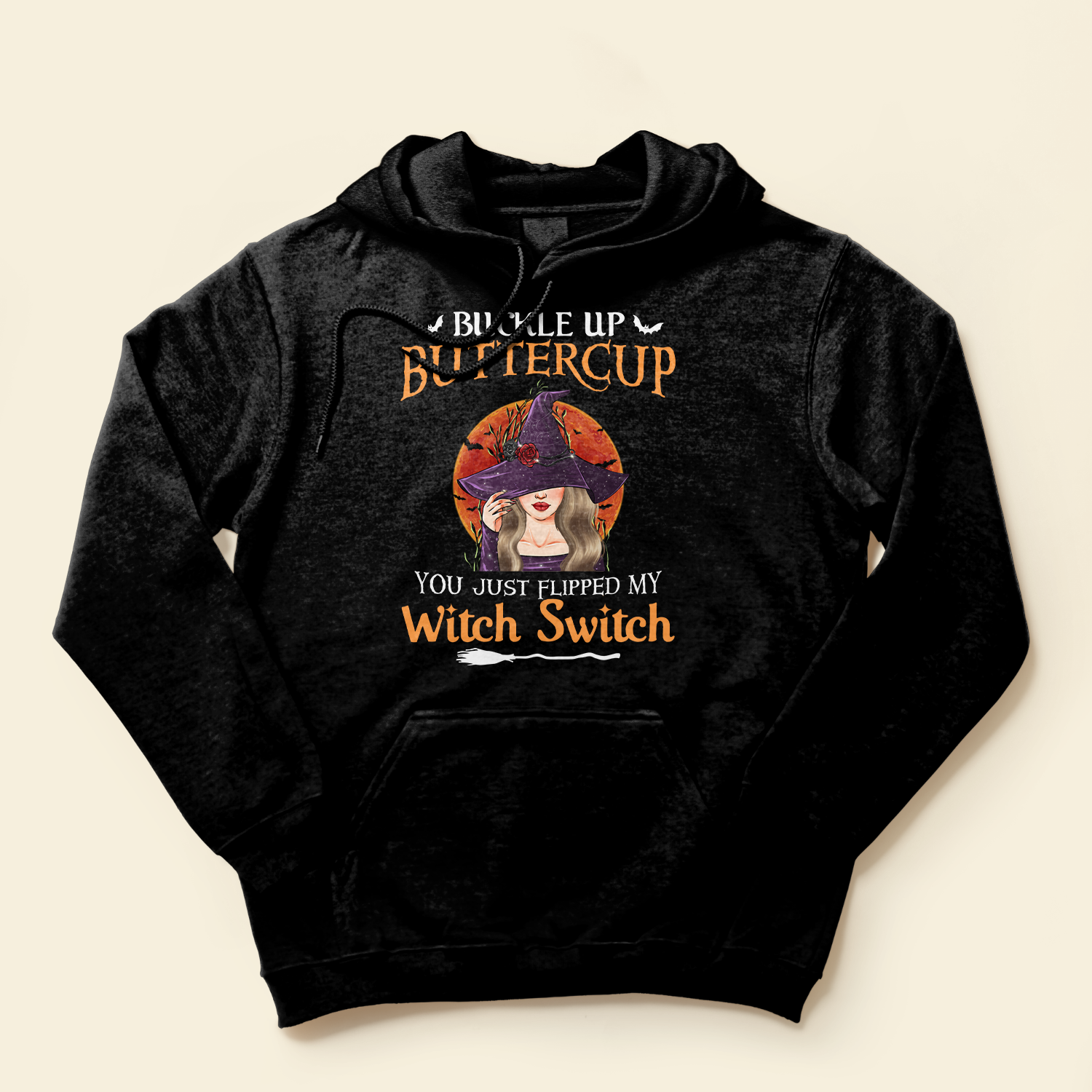 Buckle Up Butter Cup, Witch Switch - Personalized Shirt - Halloween Gifts For Witch - Witch Face Front