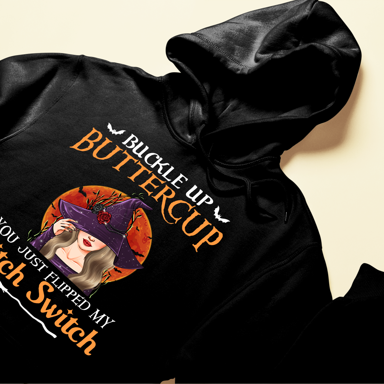 Buckle Up Butter Cup, Witch Switch - Personalized Shirt - Halloween Gifts For Witch - Witch Face Front