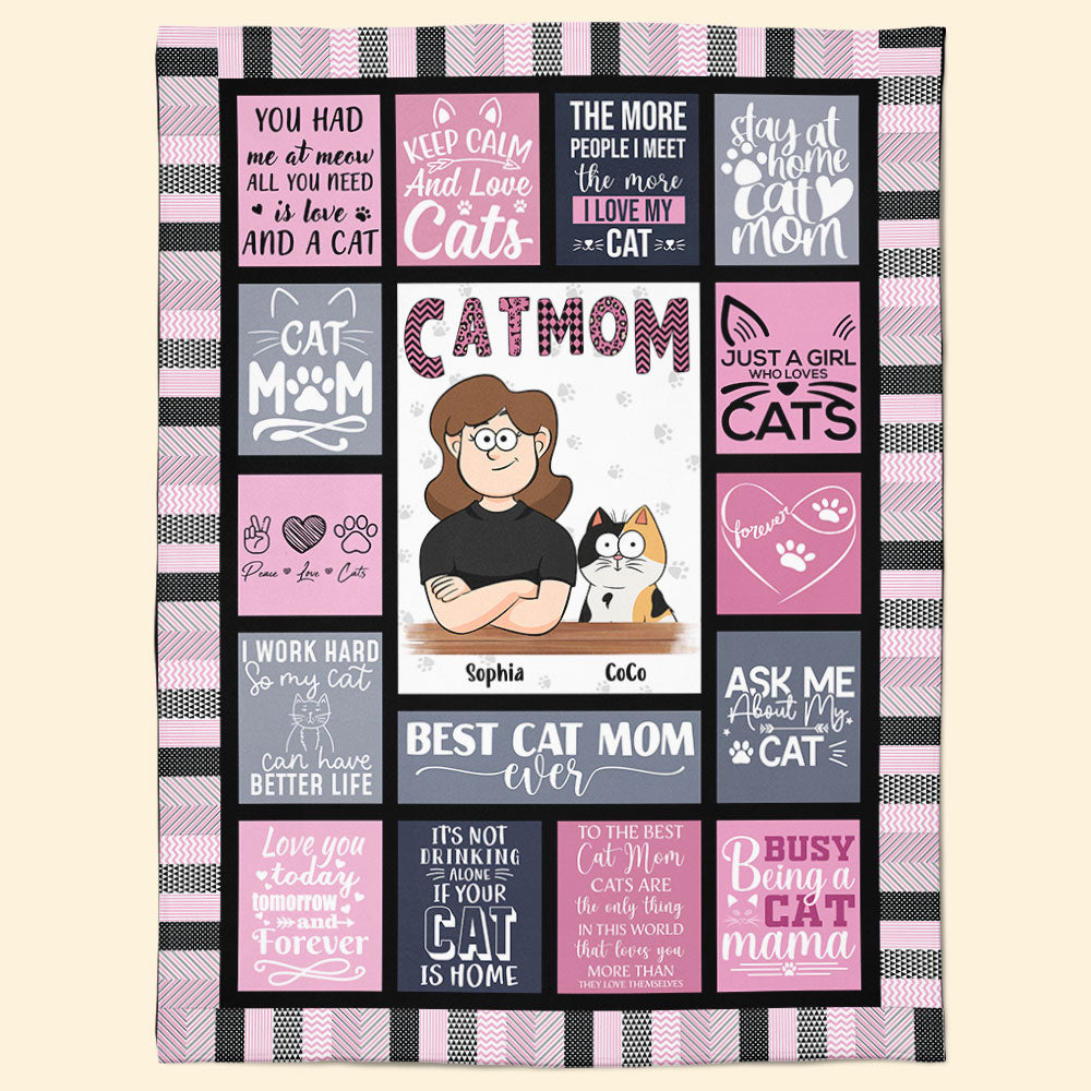 Busy Being A Cat Mama - Personalized Blanket