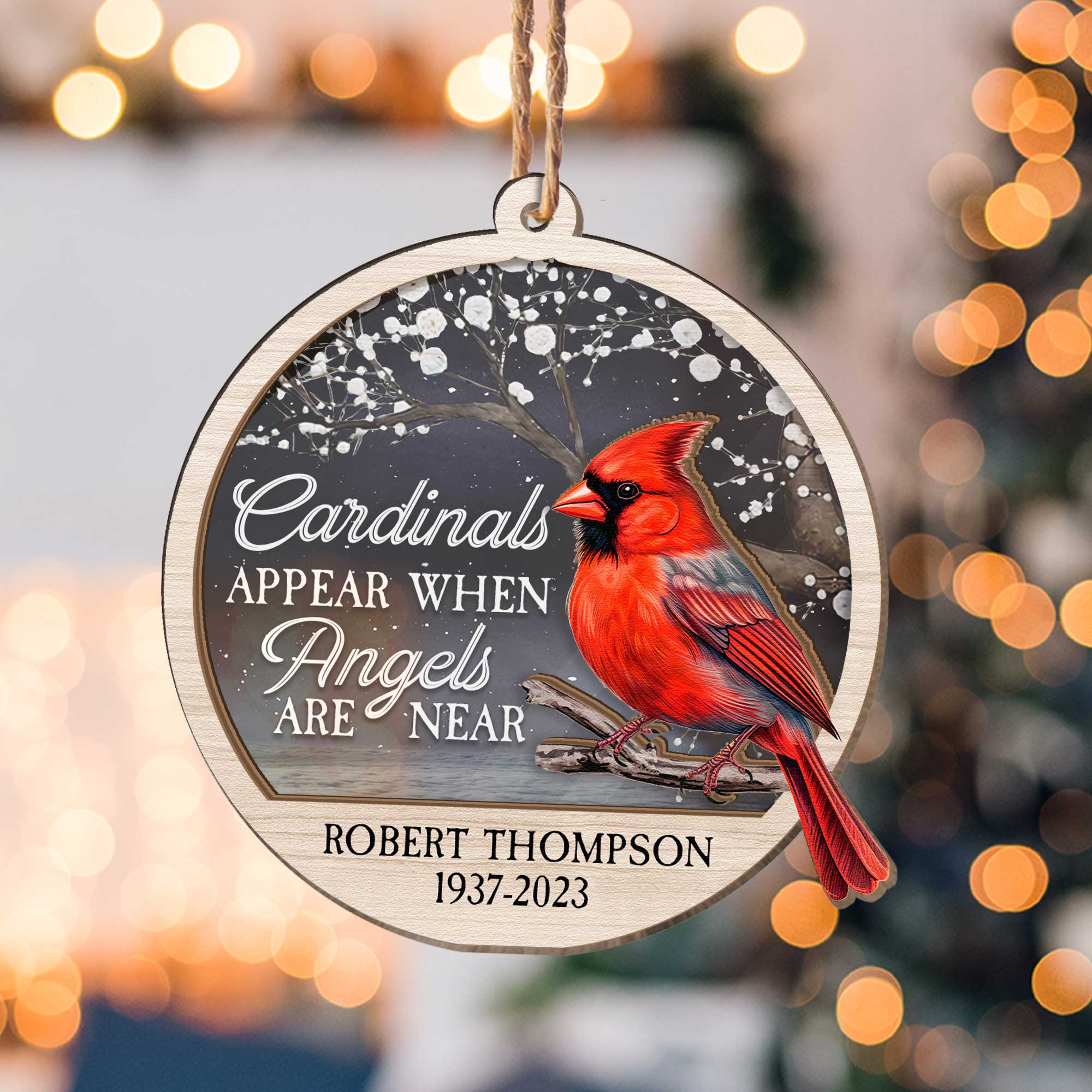 Cardinals Appear When Angels Are Near - Personalized Suncatcher Ornament