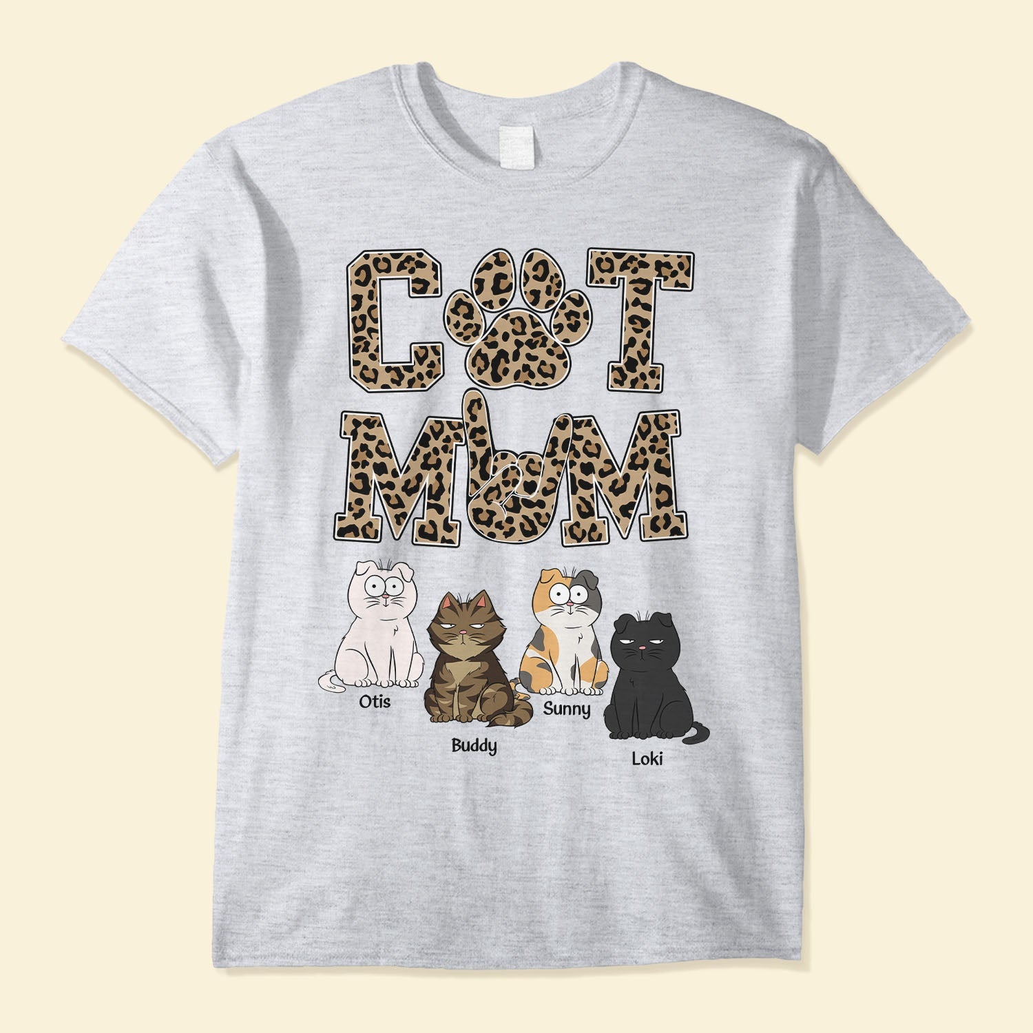 Cat Mom Leopard Version - Personalized Shirt