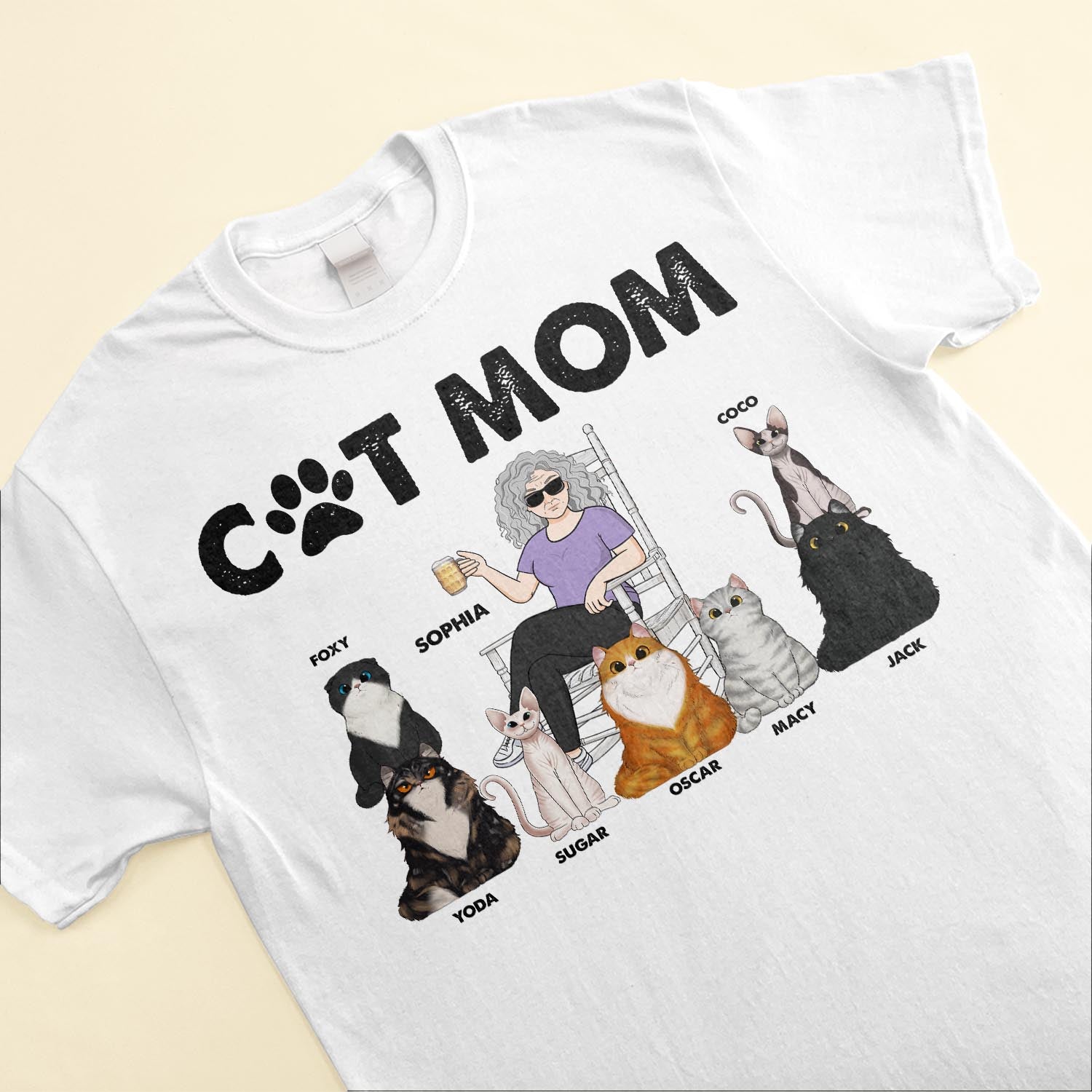 Cat Mom - Personalized Shirt - Birthday, Funny, Mother's Day Gift For Her, Woman, Girl, Cat Mom, Cat Mama, Fur Mama