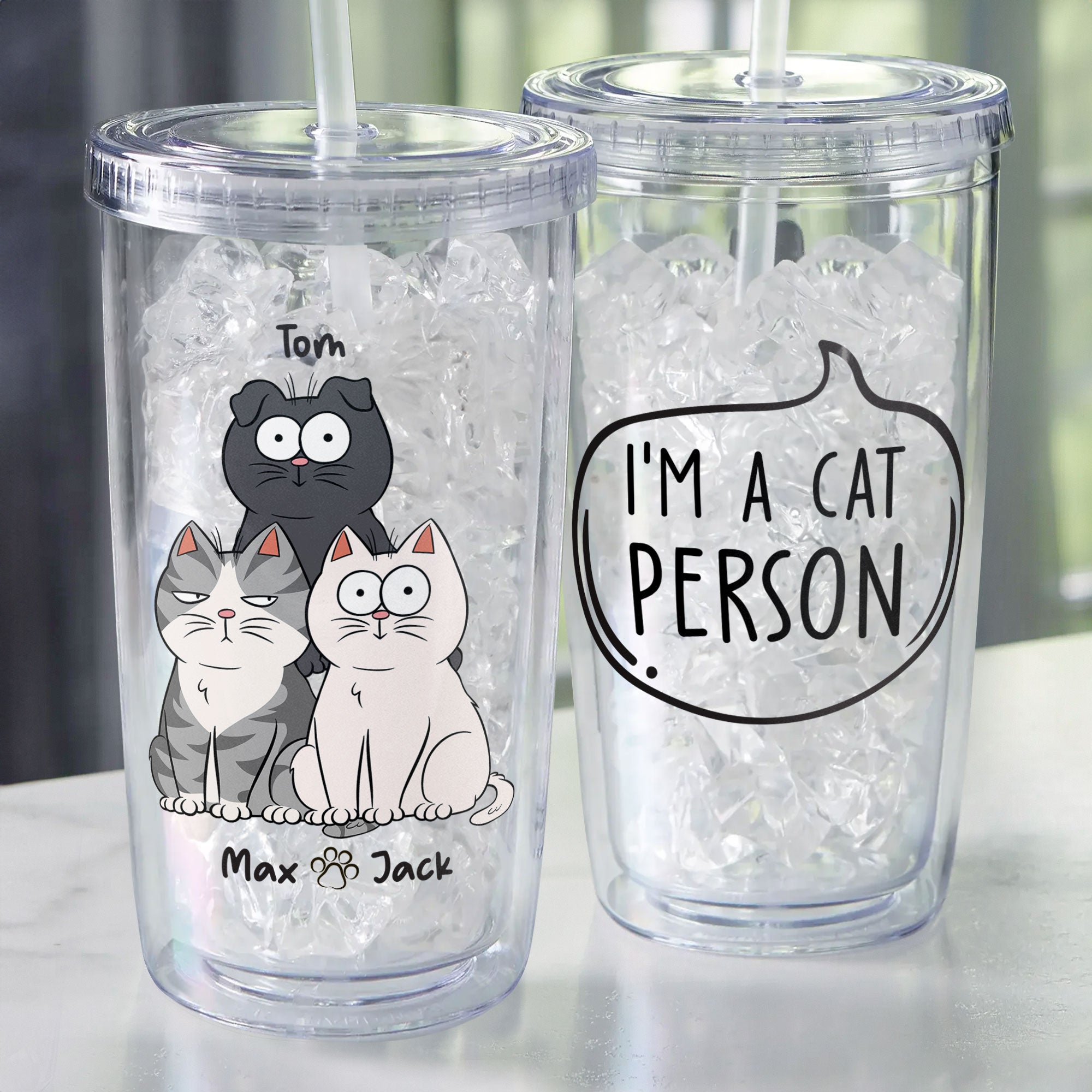 Cat Person - Personalized Acrylic Tumbler With Straw