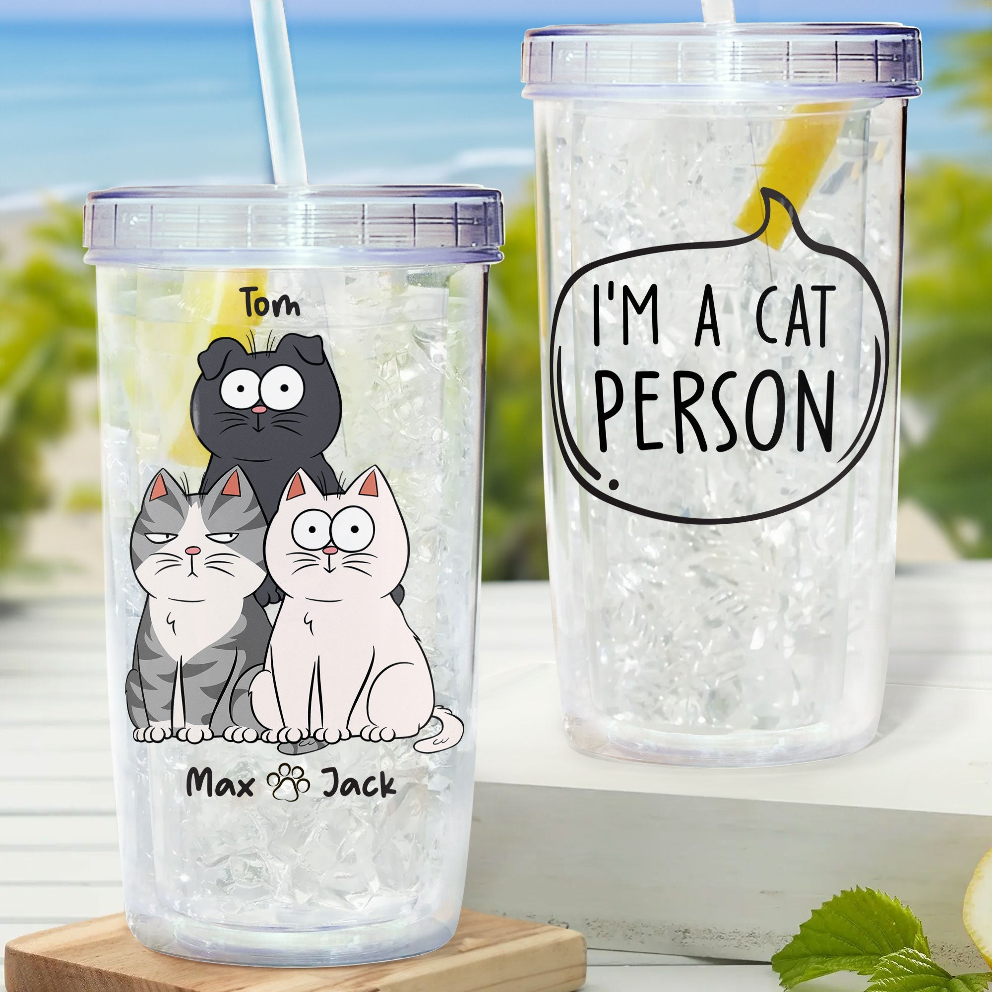 Cat Person - Personalized Acrylic Tumbler With Straw