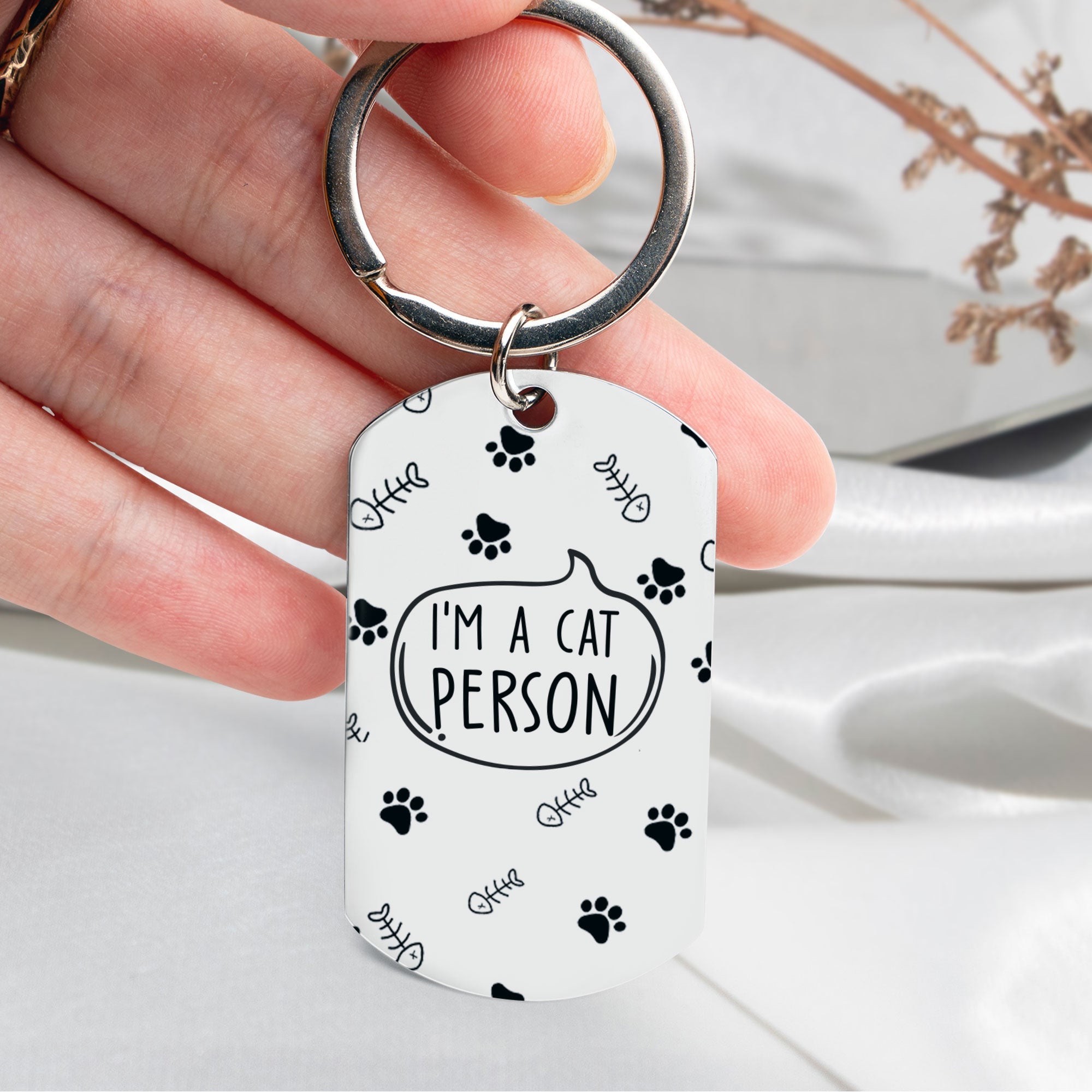 Cat Person - Personalized Engraved Stainless Steel Keychain