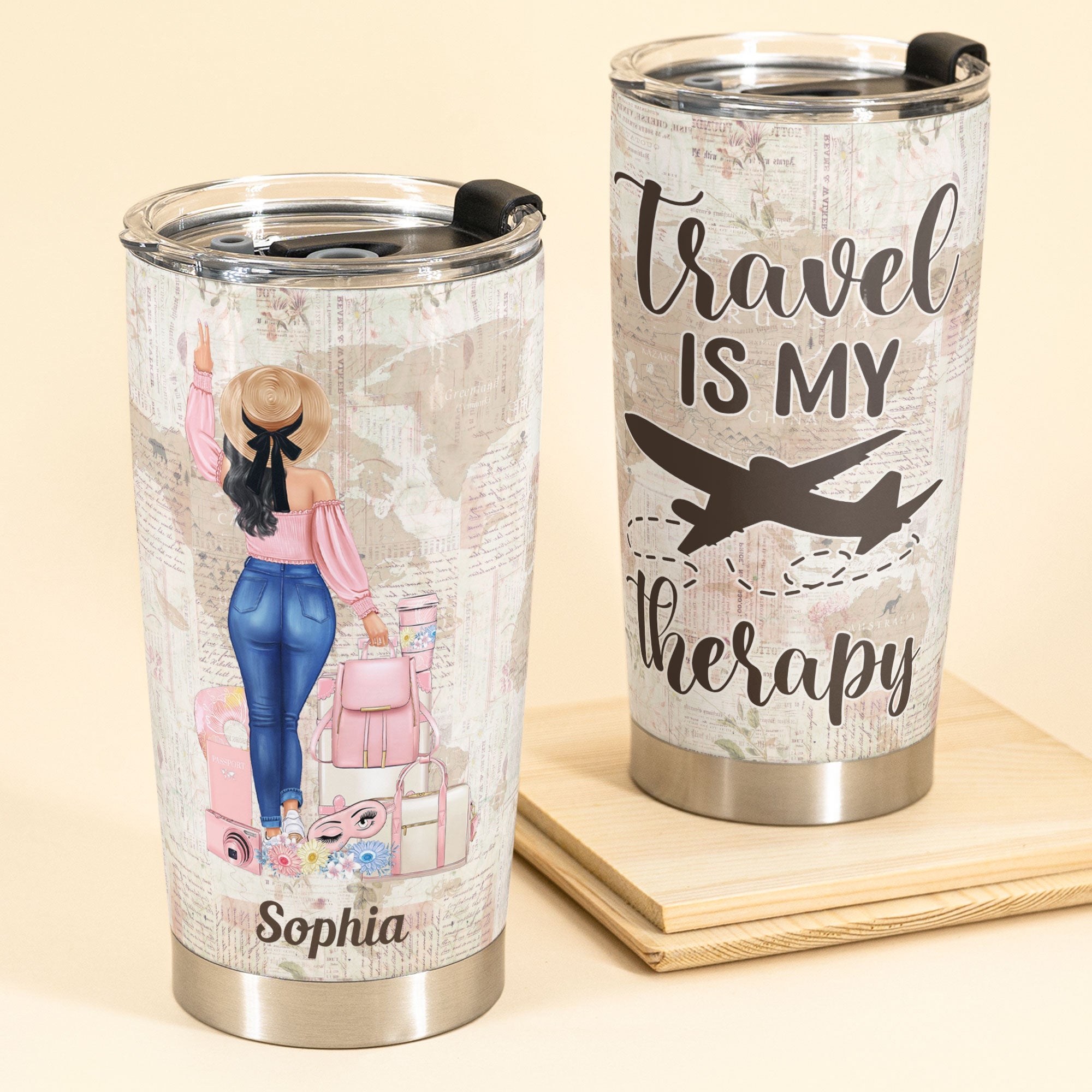 Catch Flights - Personalized Tumbler Cup - Birthday Gift For Travel Girls, Travelers