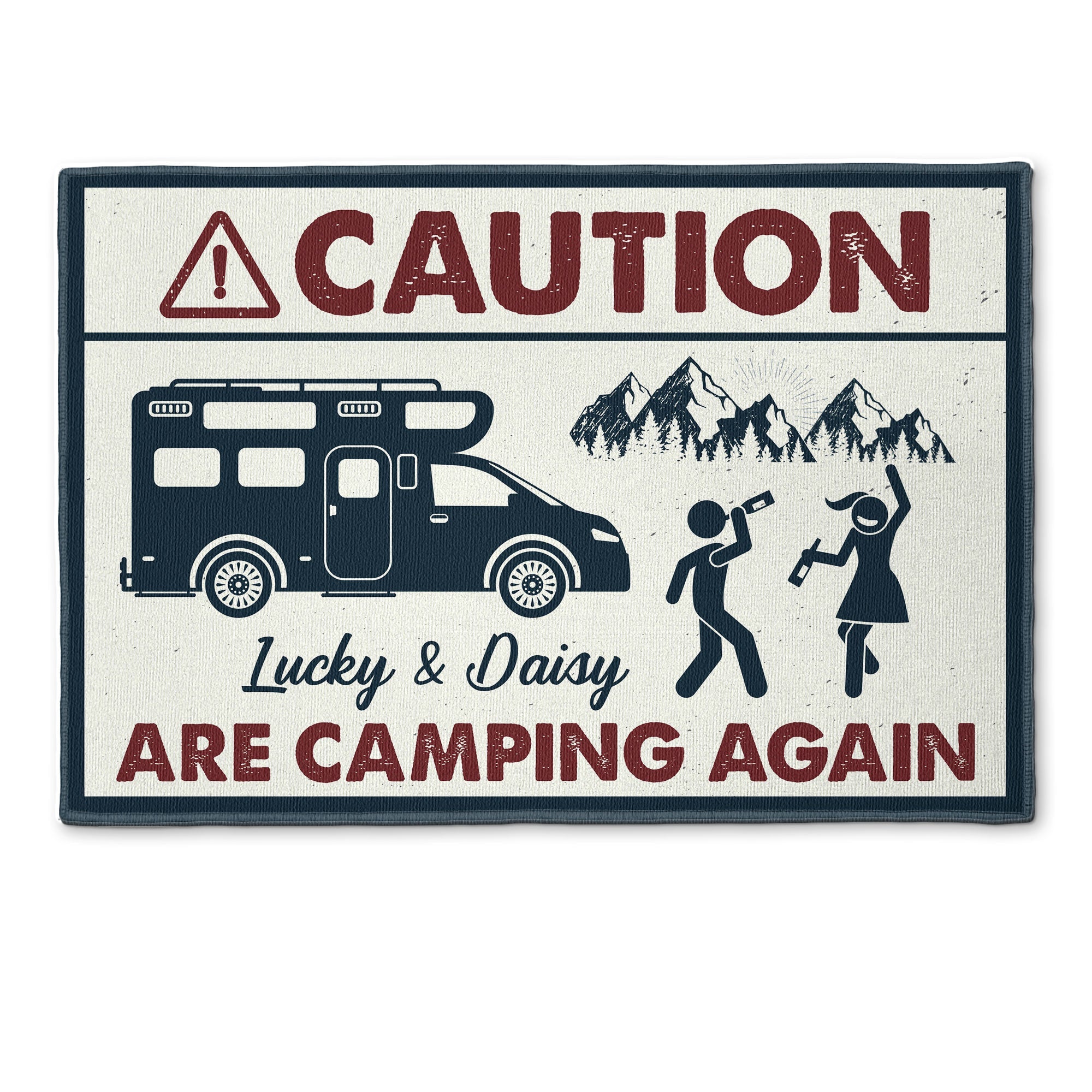 Caution We Are Camping Again - Personalized Doormat