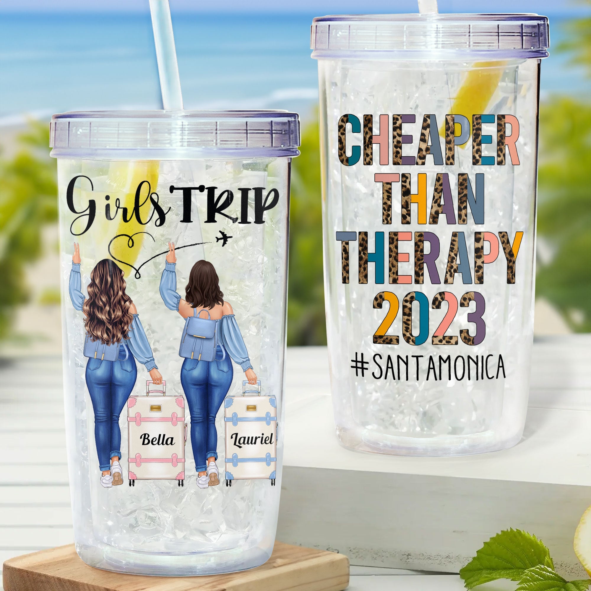 Cheaper Than Therapy - Personalized Acrylic Tumbler With Straw