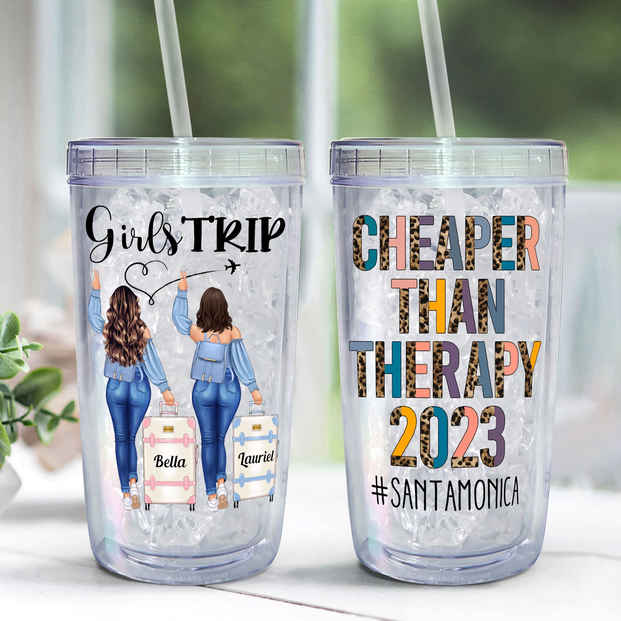 Cheaper Than Therapy - Personalized Acrylic Tumbler With Straw