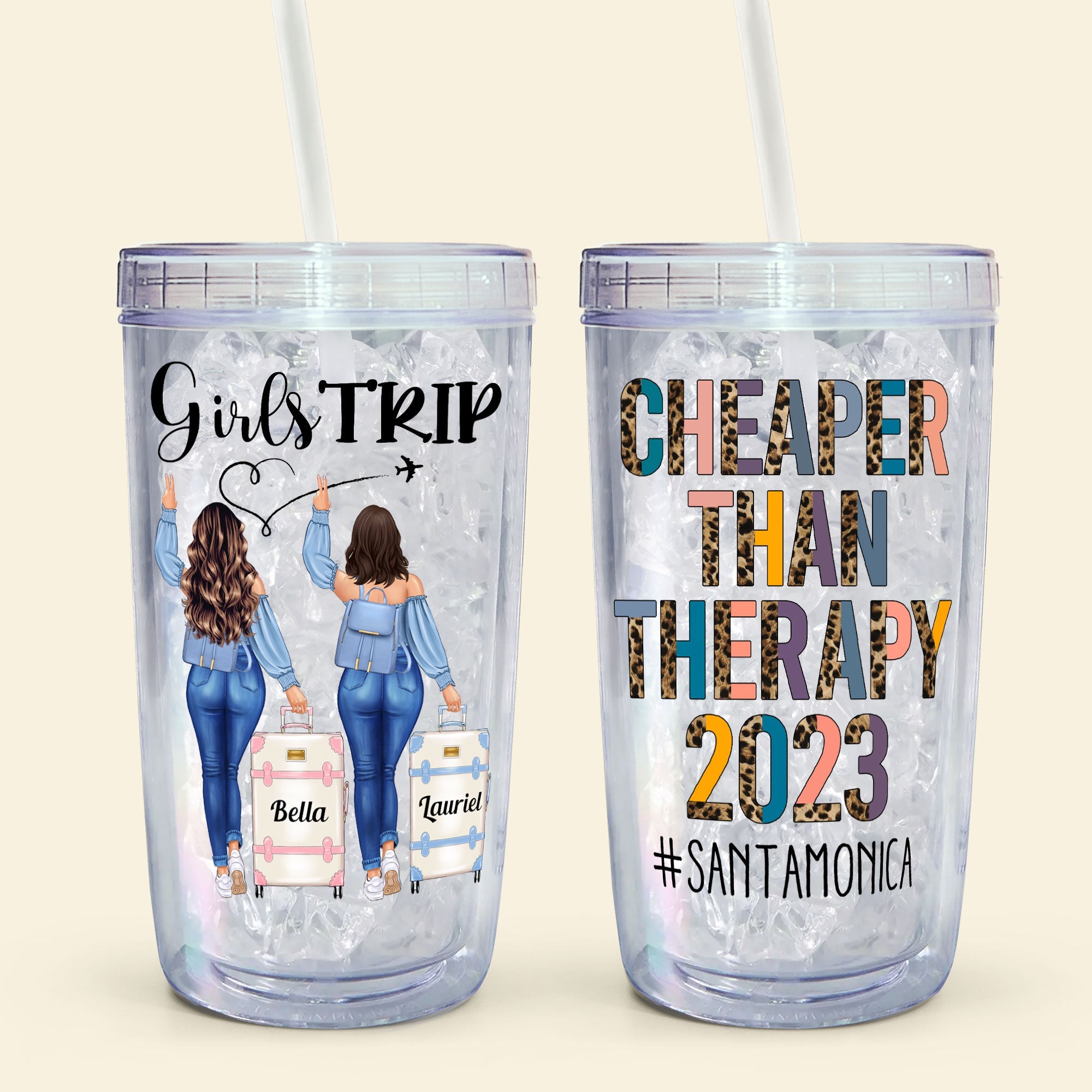 Cheaper Than Therapy - Personalized Acrylic Tumbler With Straw