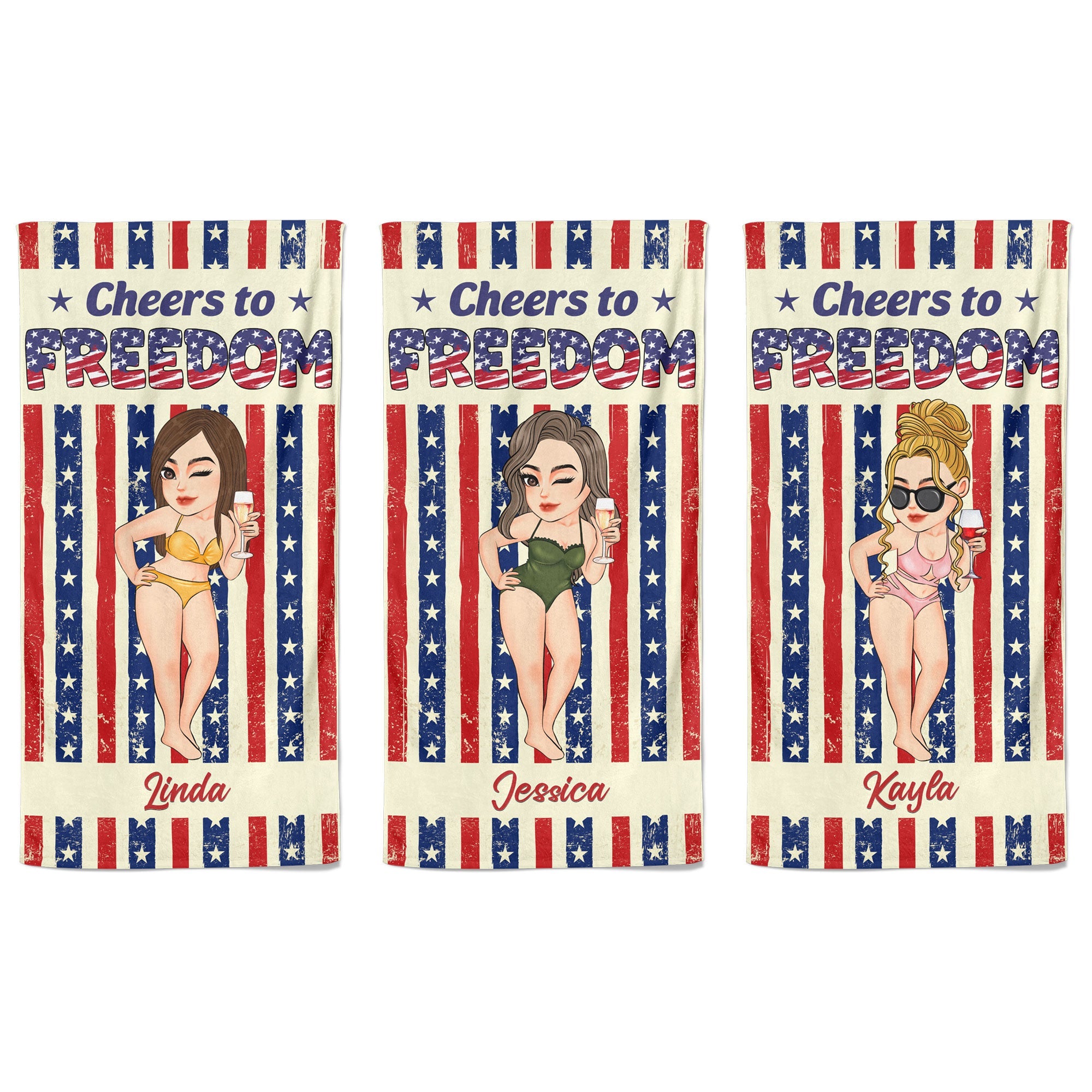 Cheers To Freedom - Personalized Beach Towel