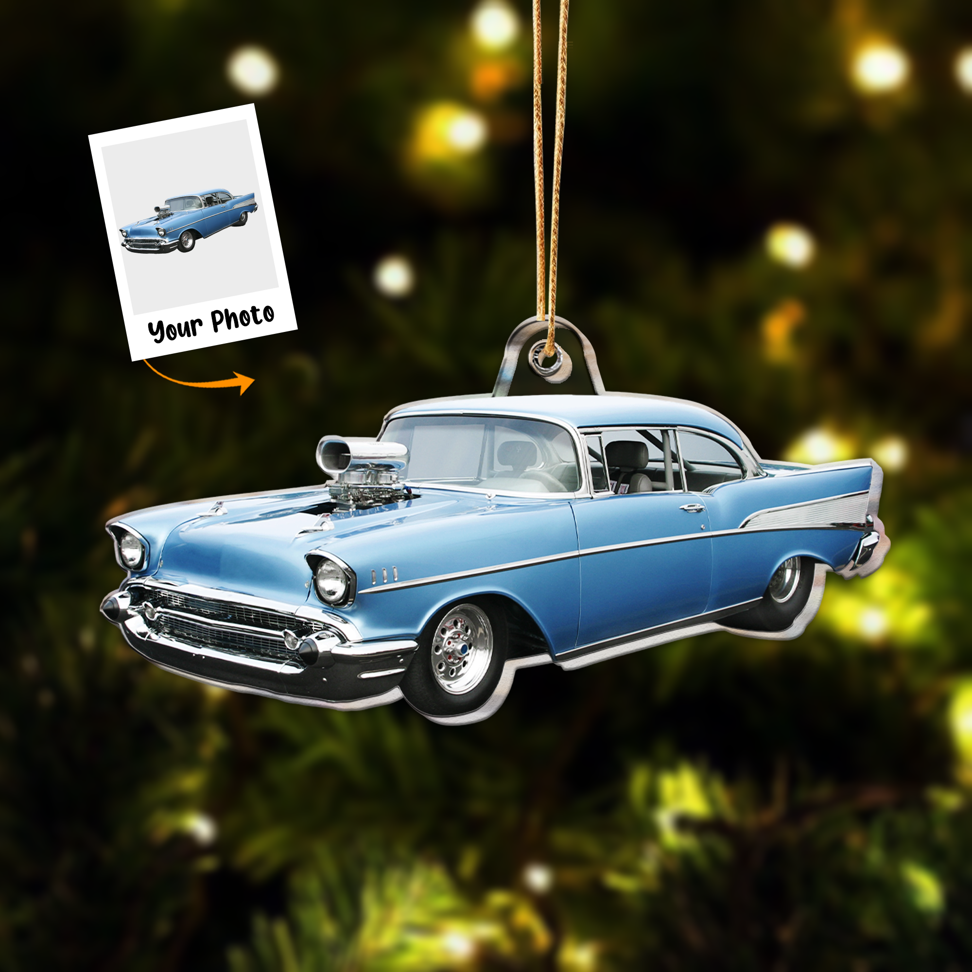 Christmas Car Gift For Family - Personalized Acrylic Photo Ornament