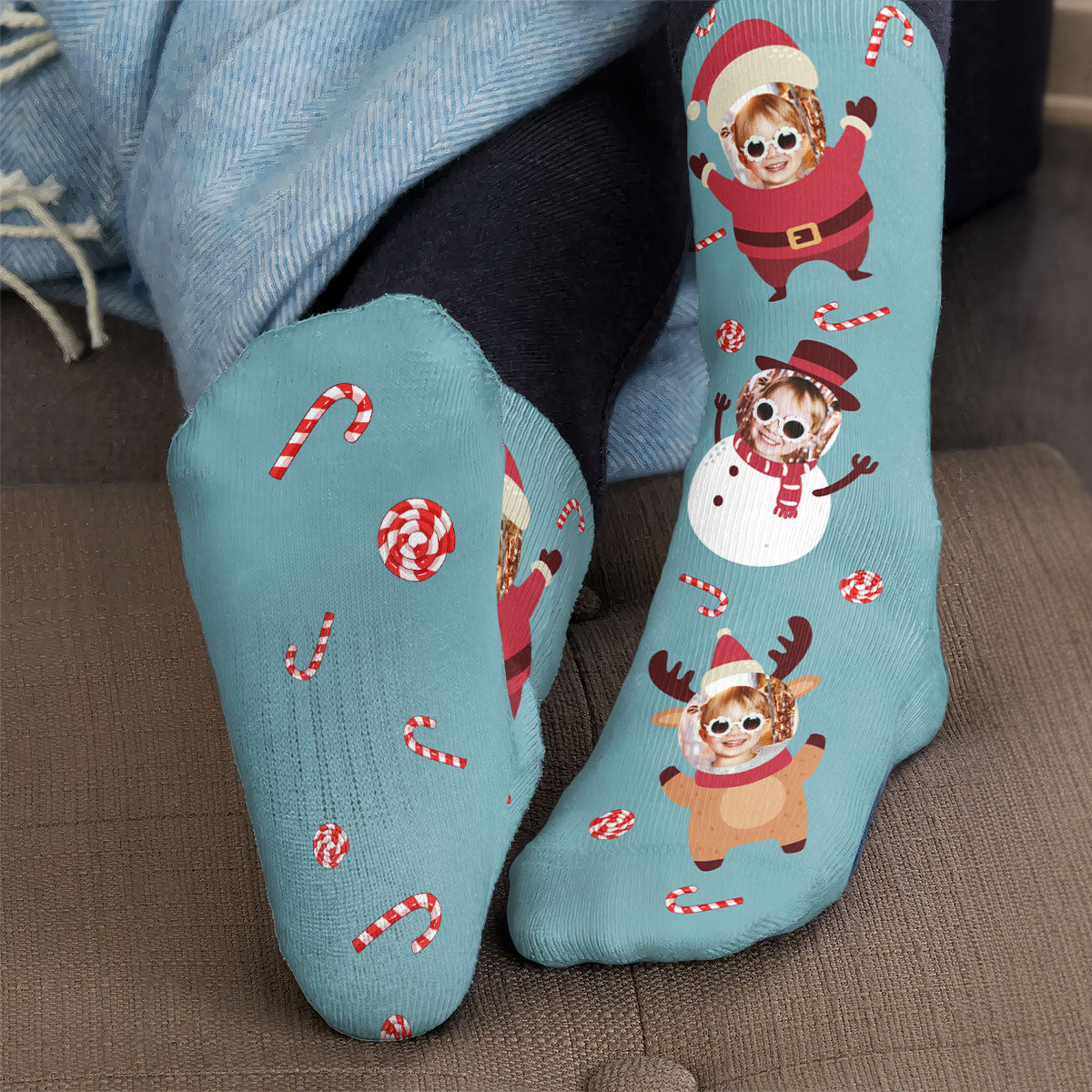 Christmas Face - Personalized Photo Crew Socks