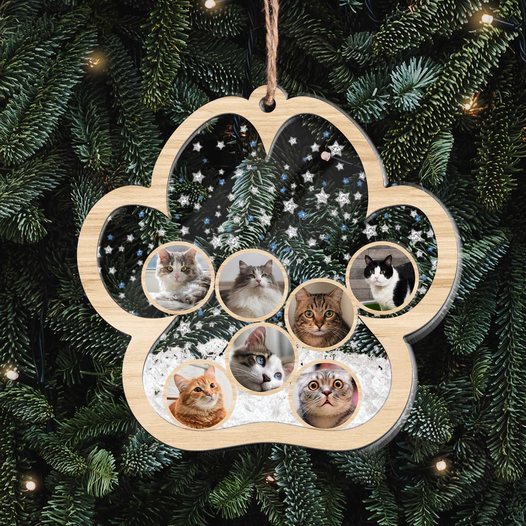 Christmas Gifts For Cat Person - Personalized 3 Layered Christmas Shaker Ornament