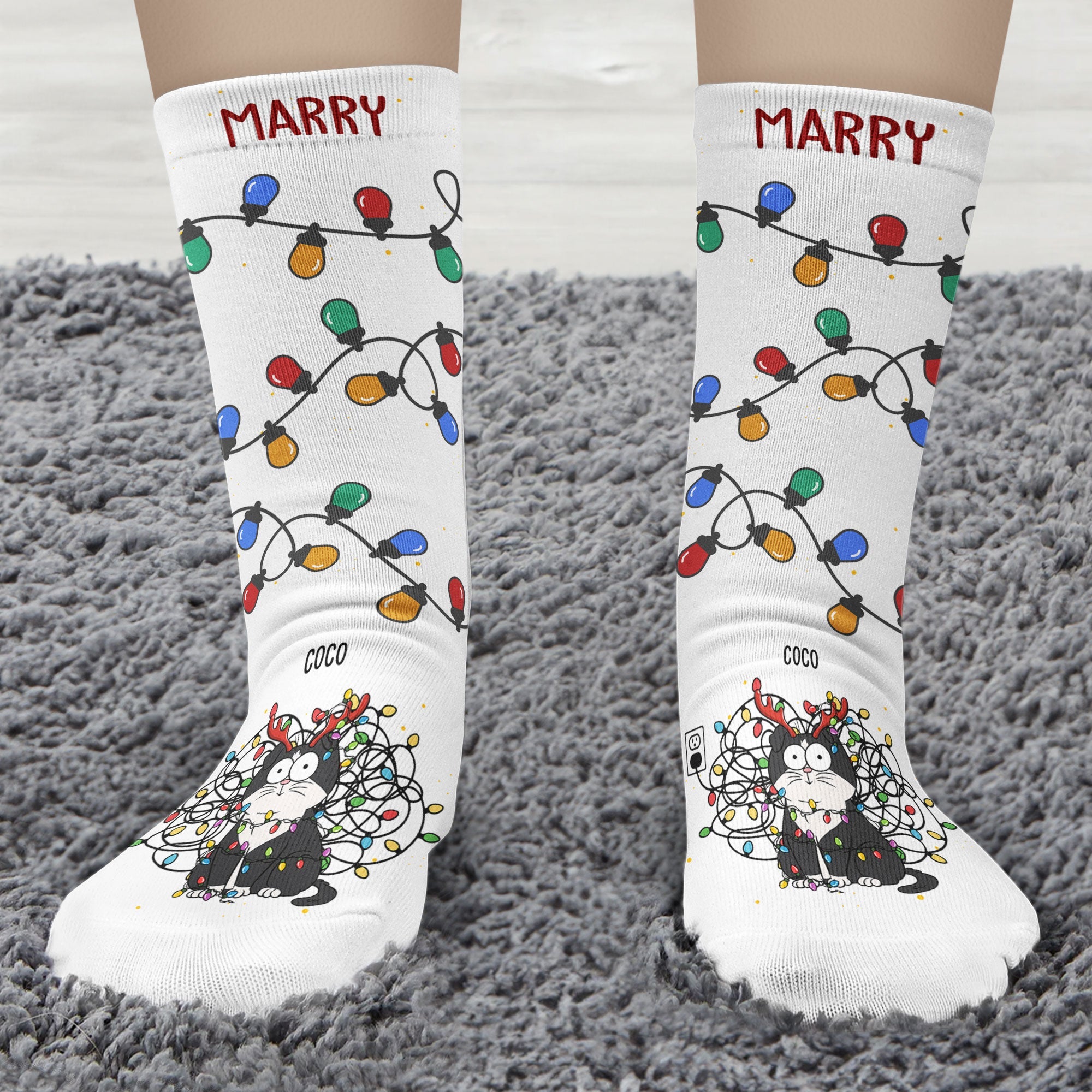 Christmas Lights - Personalized Crew Socks