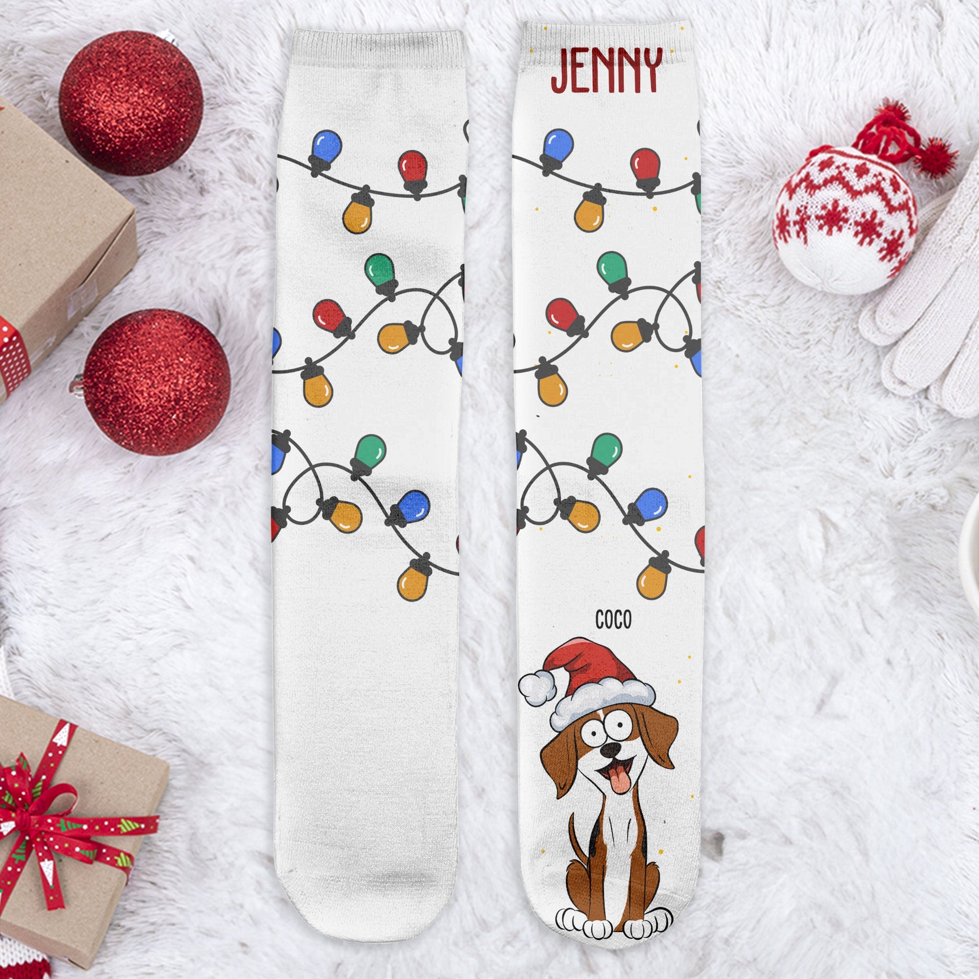 Christmas Lights - Personalized Crew Socks