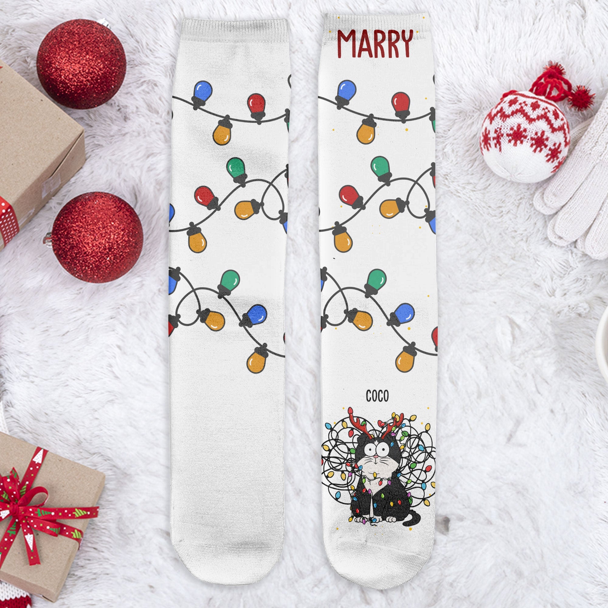 Christmas Lights - Personalized Crew Socks