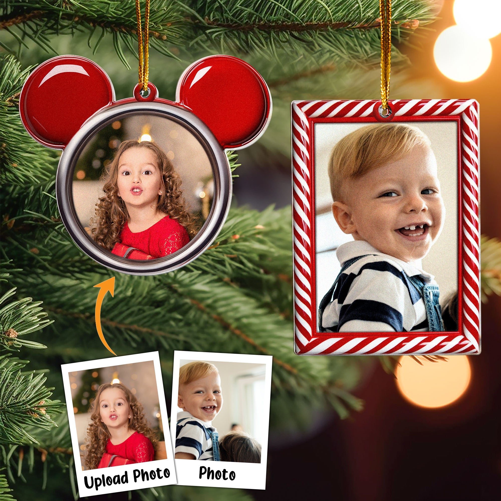 Christmas Ornament Custom Photo Frame - Personalized Acrylic Photo Ornament