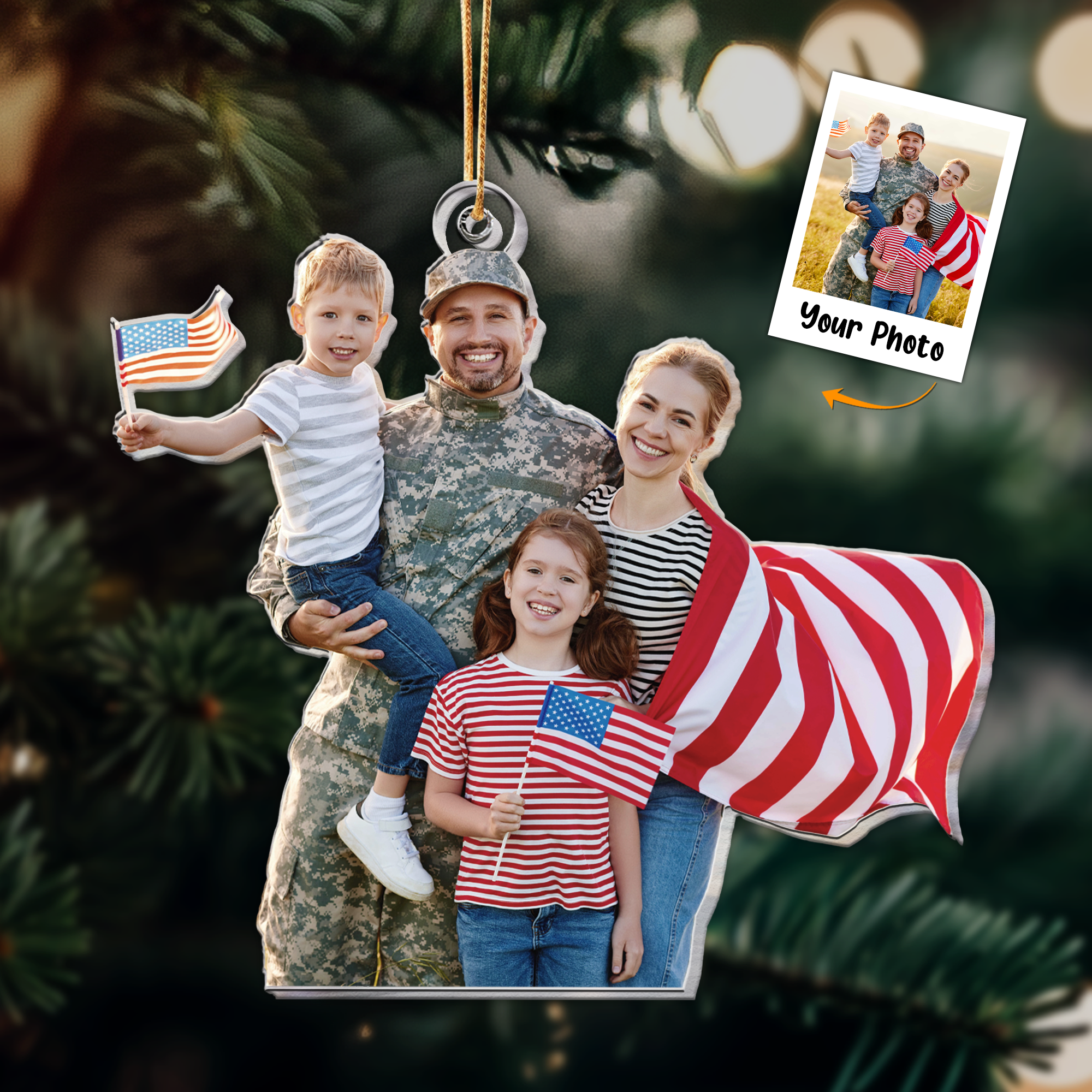 Christmas Ornament Gift For Military Families - Personlized Acrylic Photo Ornament