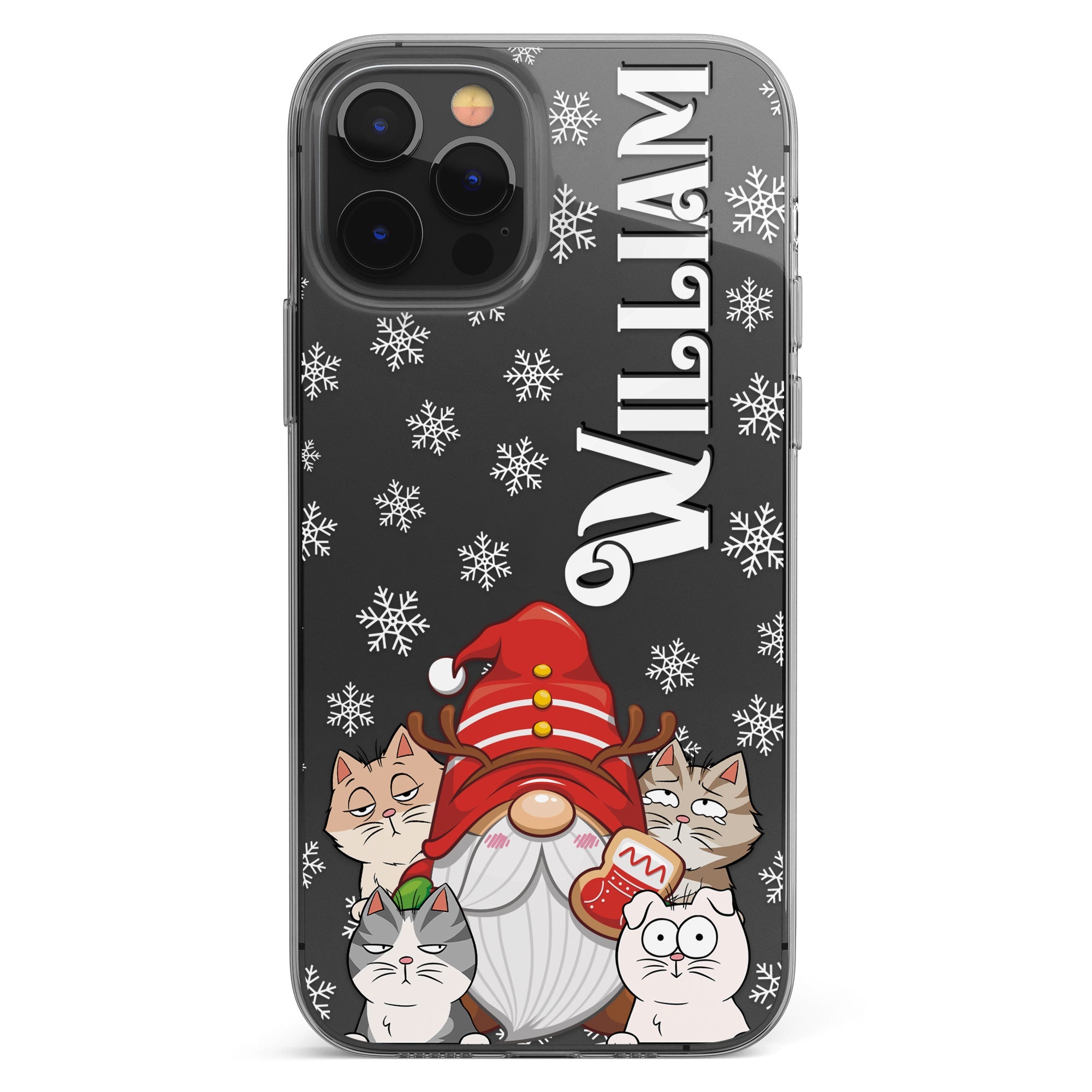 Christmas With My Cats - Personalized Clear Phone Case