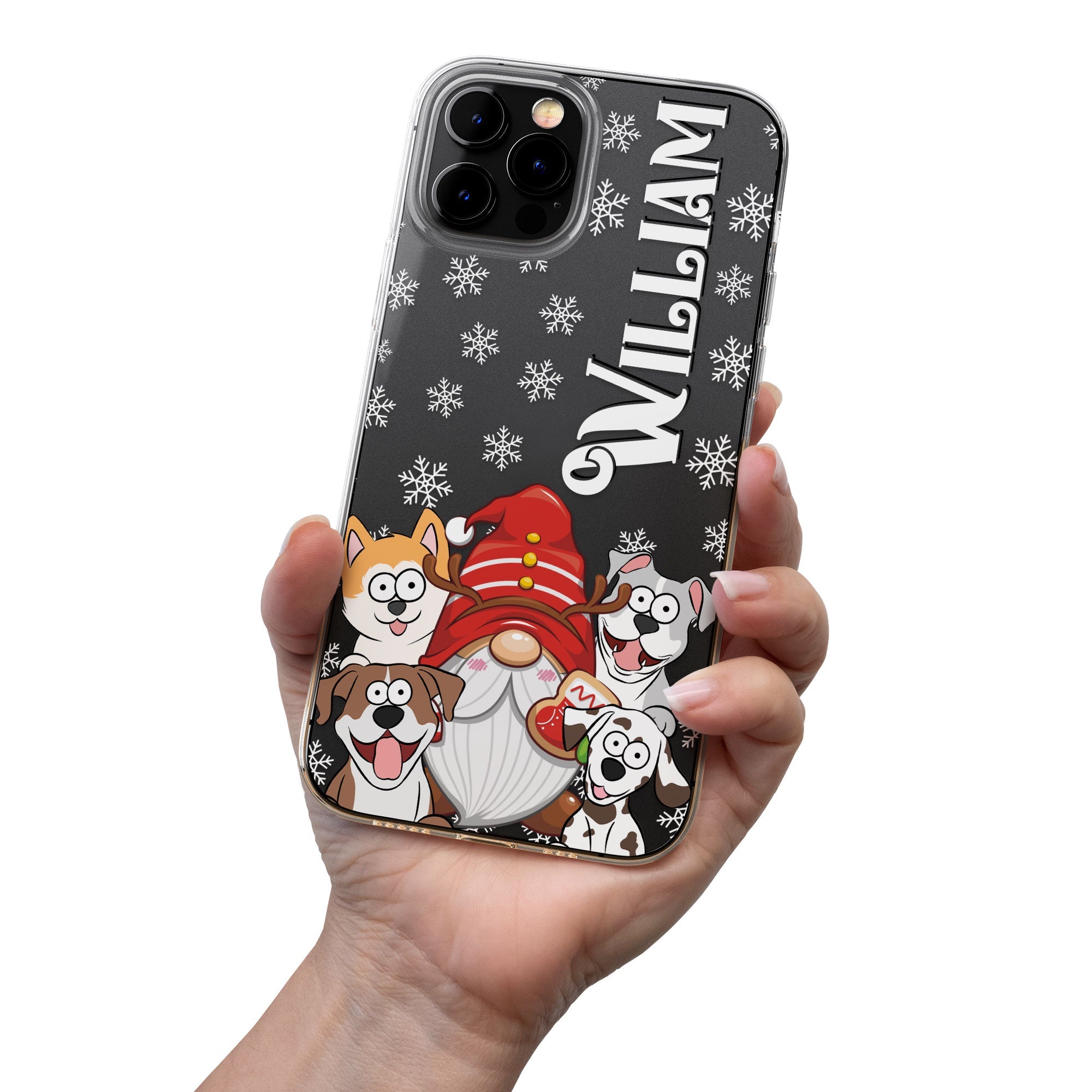 Christmas With My Dogs - Personalized Clear Phone Case