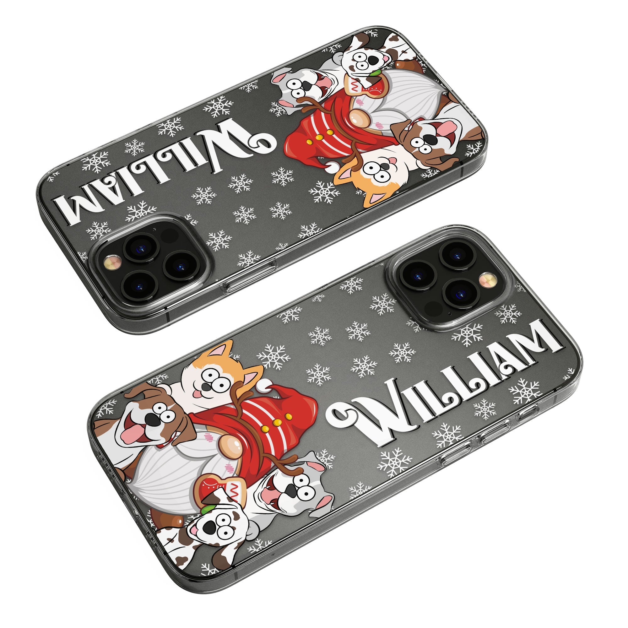 Christmas With My Dogs - Personalized Clear Phone Case