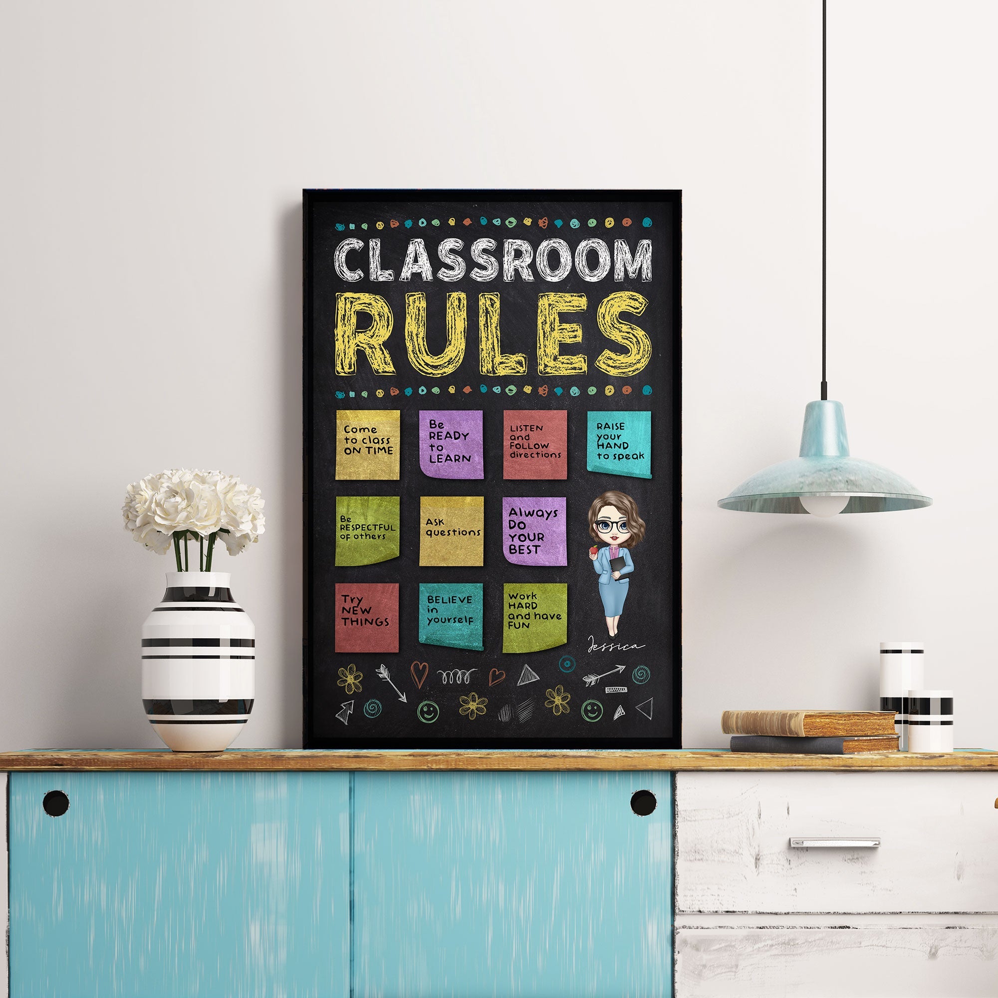 Classroom Rules Ver2 - Personalized Poster - Back To School Gift For Teachers, Friends