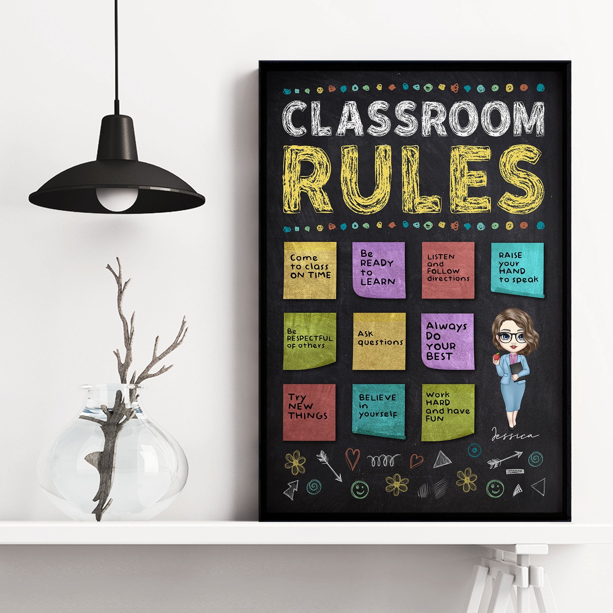 Classroom Rules Ver2 - Personalized Poster - Back To School Gift For Teachers, Friends