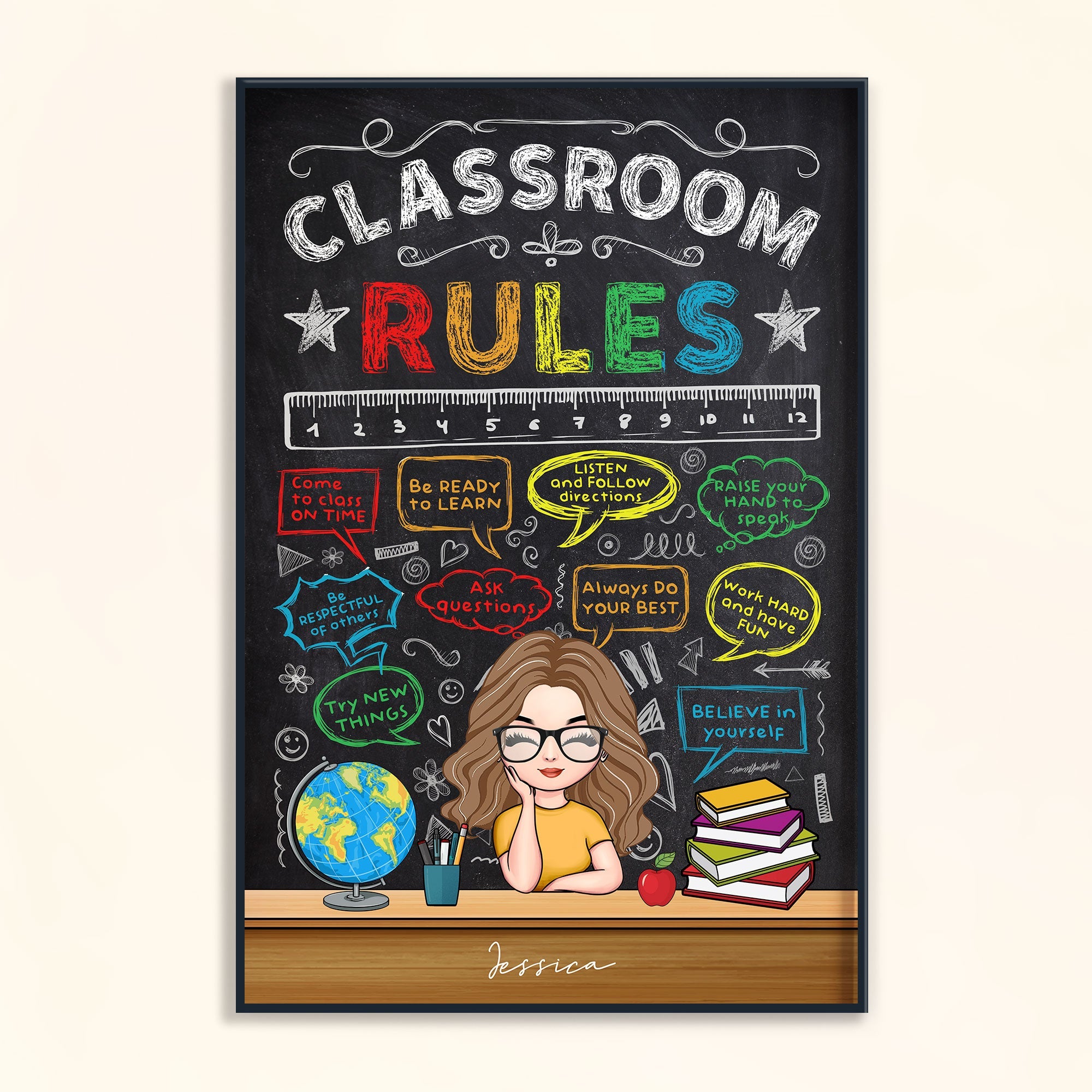 Classroom Rules - Personalized Poster - Back To School Gift For Teachers, Friends