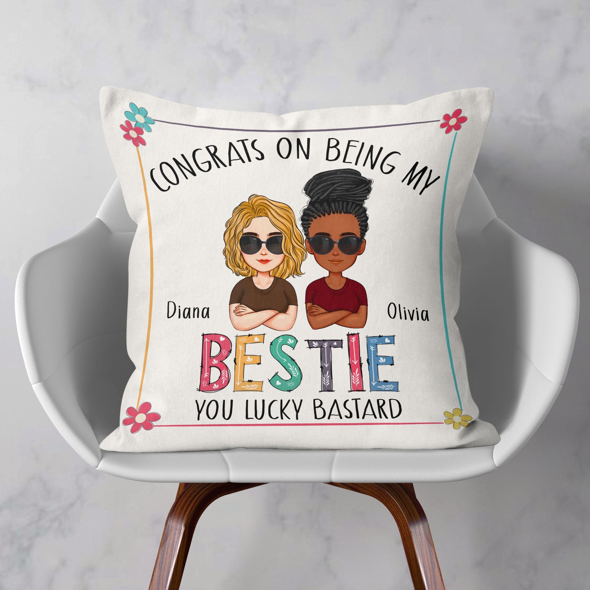 Congrats On Being My Bestie - Personalized Pillow (Insert Included)