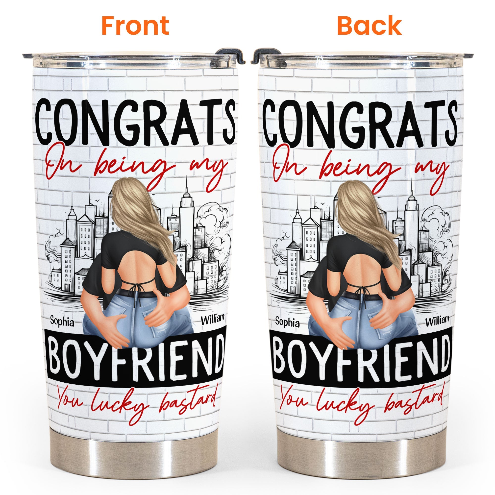 Congrats On Being My Boyfriend - Personalized Tumbler Cup - Anniversary Gifts For Men, Husband, Him, Boyfriend