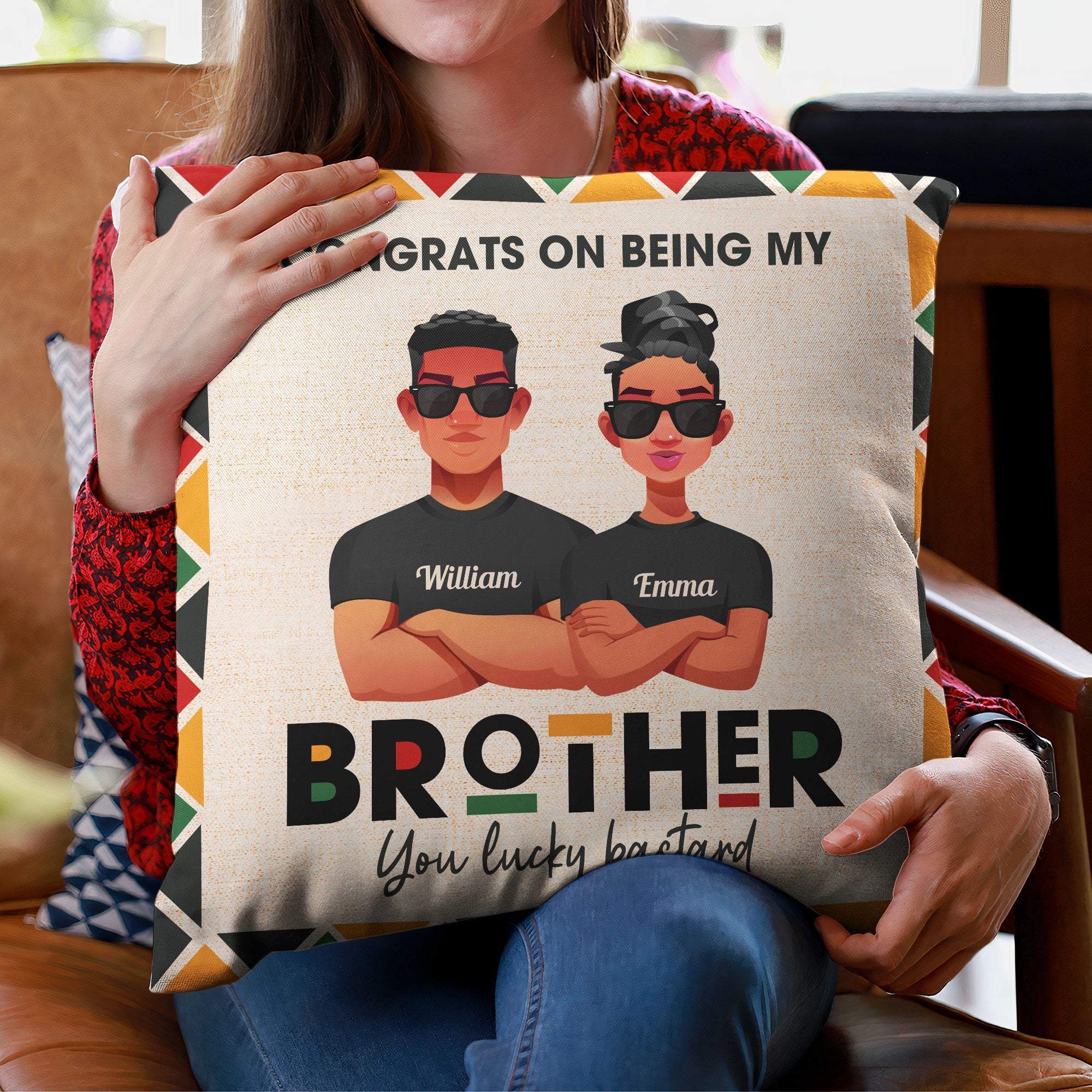 Congrats On Being My Brother - Personalized Pillow (Insert Included)