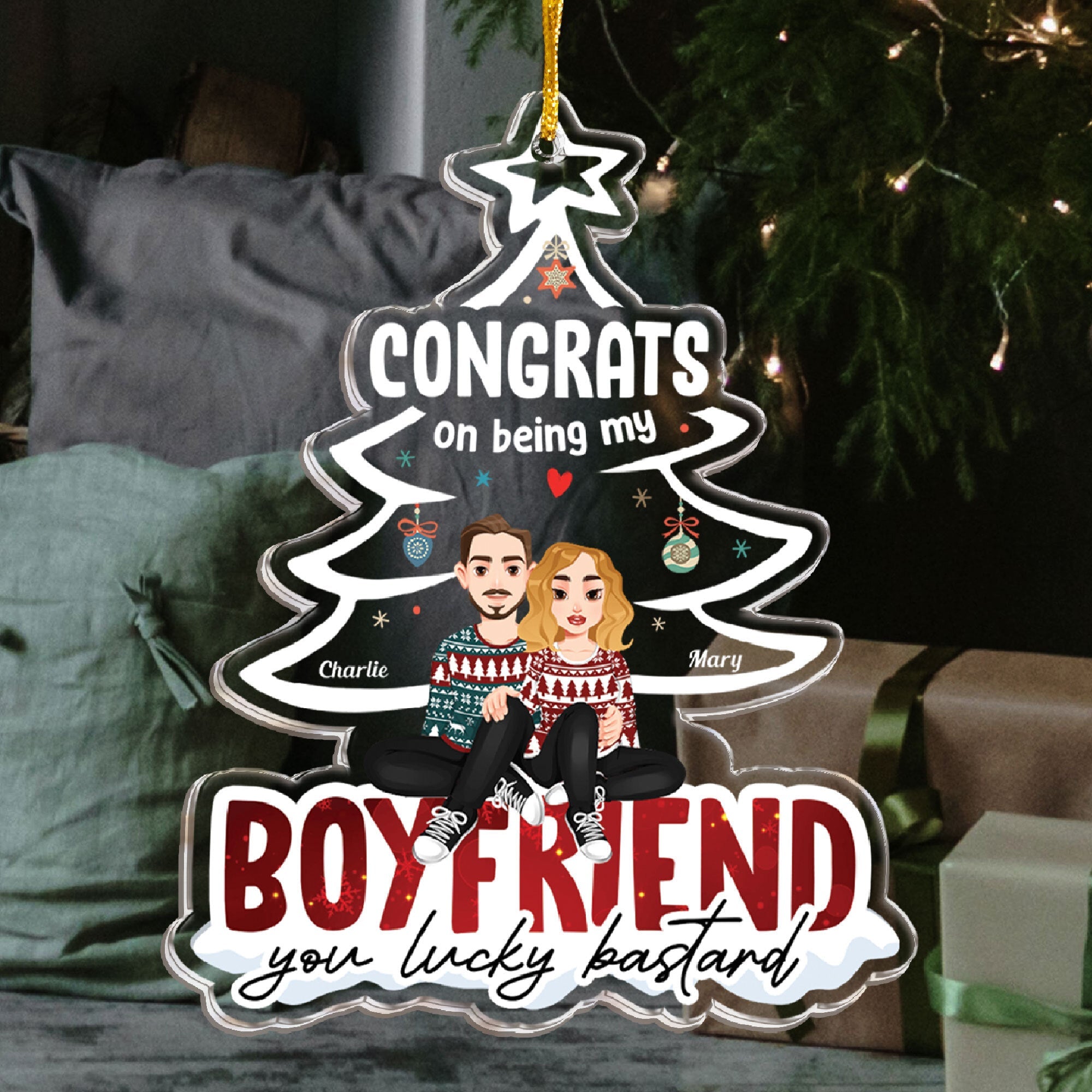 Congrats On Being My Boyfriend - Personalized Acrylic Ornament