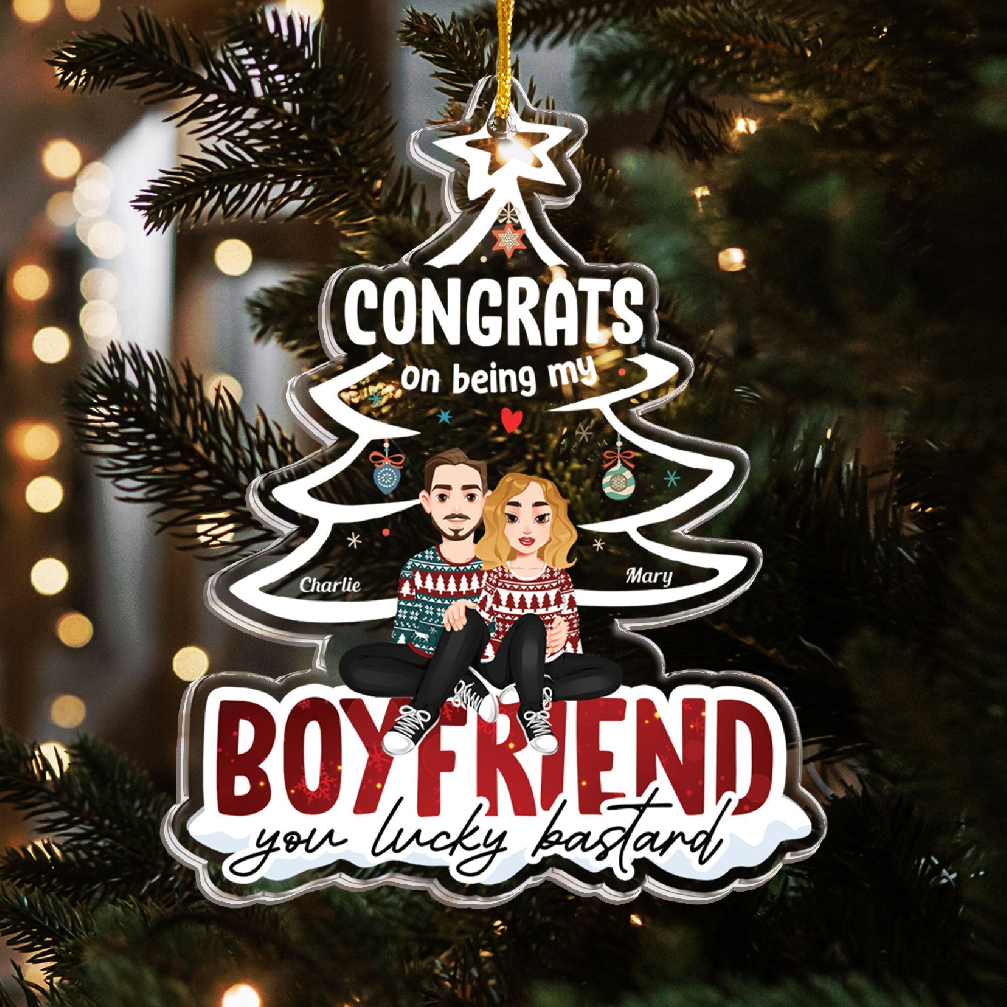 Congrats On Being My Boyfriend - Personalized Acrylic Ornament