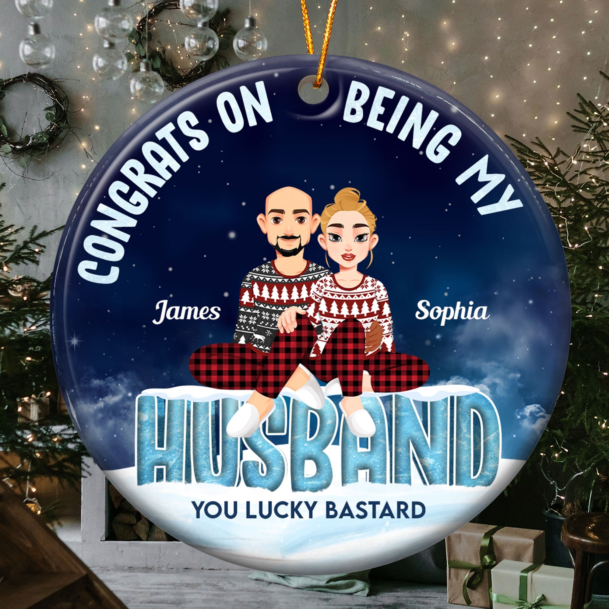 Congrats On Being My Husband - Personalized Ceramic Ornament