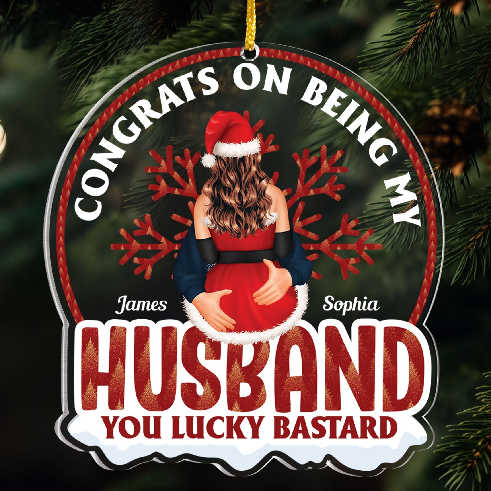 Congrats On Being My Husband - Personalized Globe Shaped Acrylic Ornament