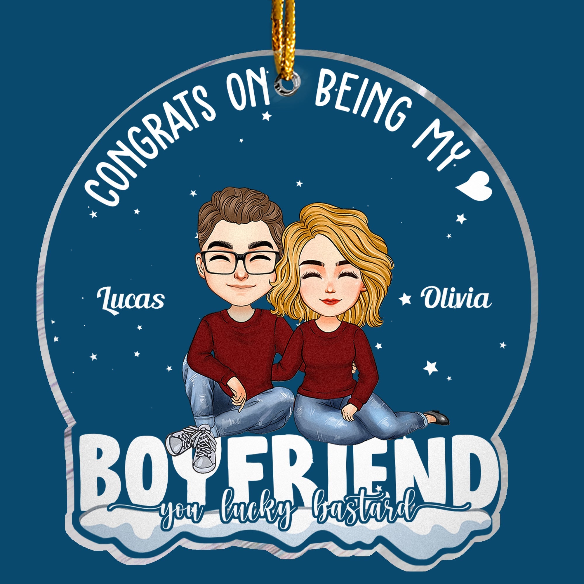 Congrats On Being My Husband - Personalized Love Shaped Acrylic Ornament