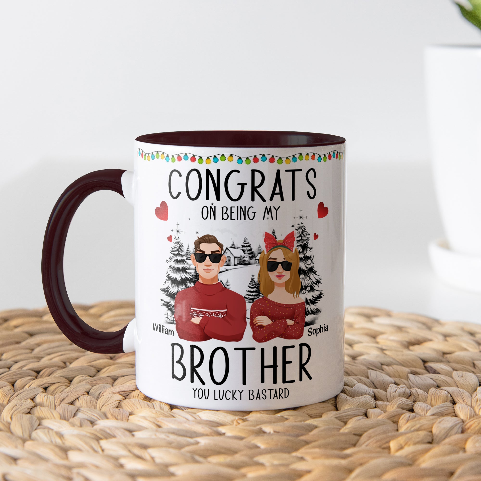 Congrats On Being My Sibling - Personalized Accent Mug