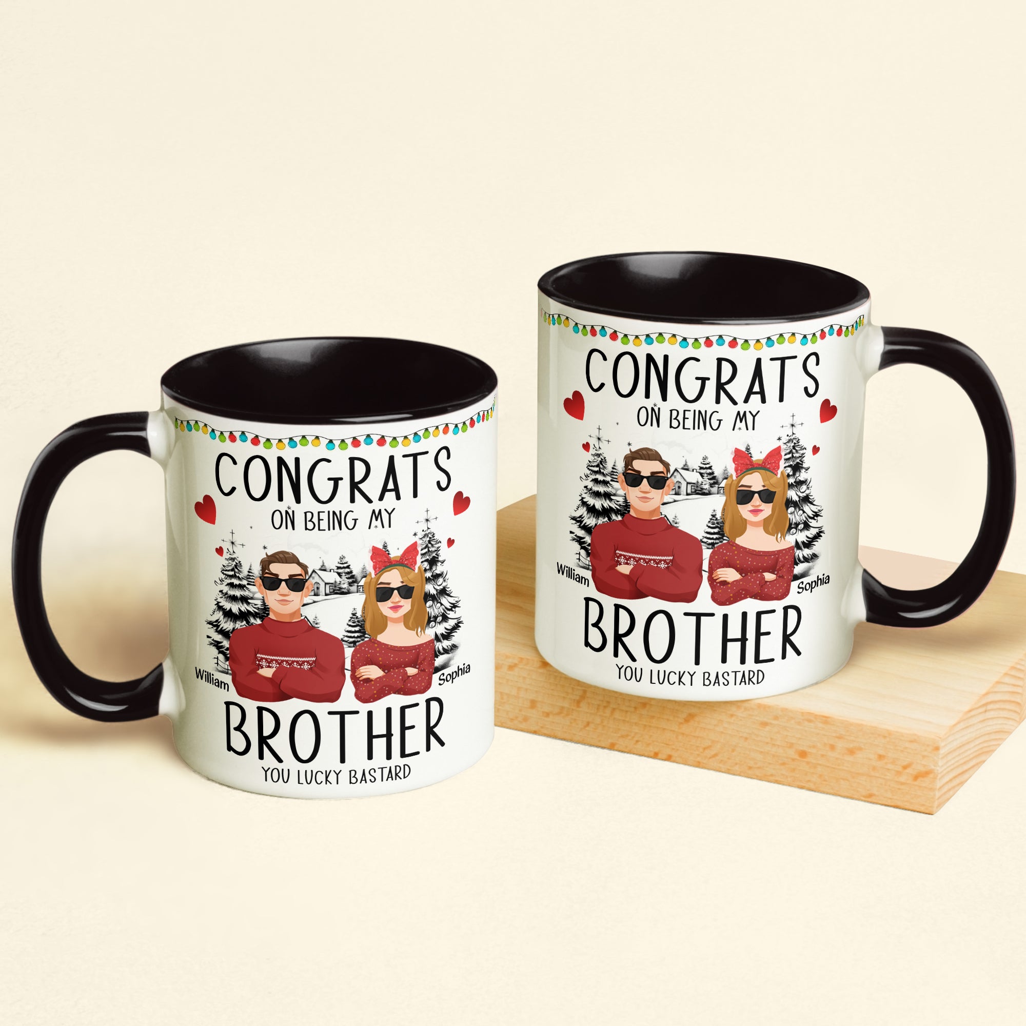 Congrats On Being My Sibling - Personalized Accent Mug