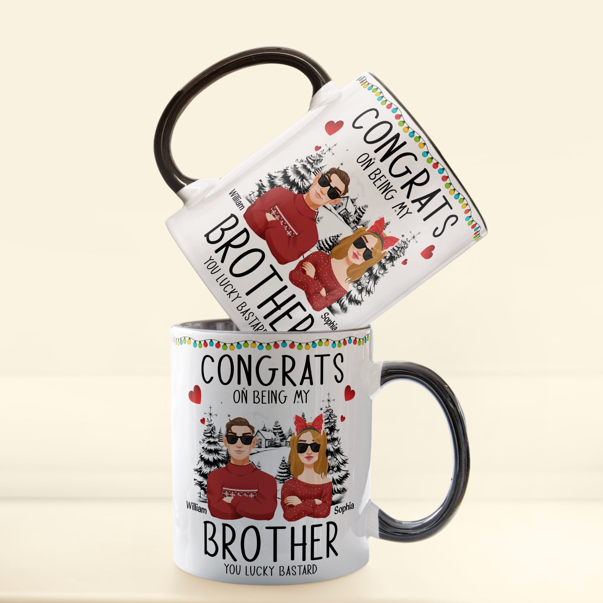 Congrats On Being My Sibling - Personalized Accent Mug