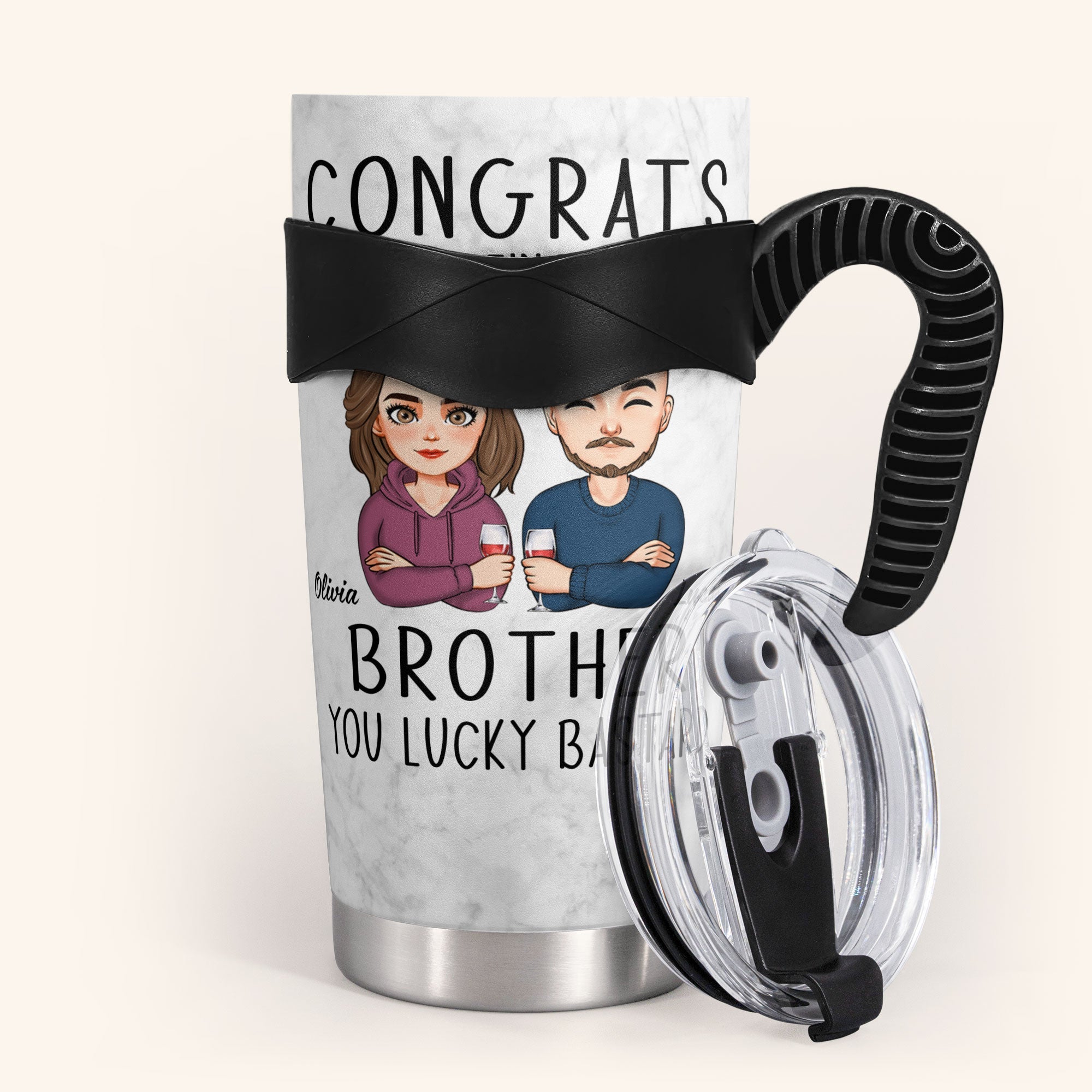 Congrats On Being My Sibling - Personalized Tumbler Cup