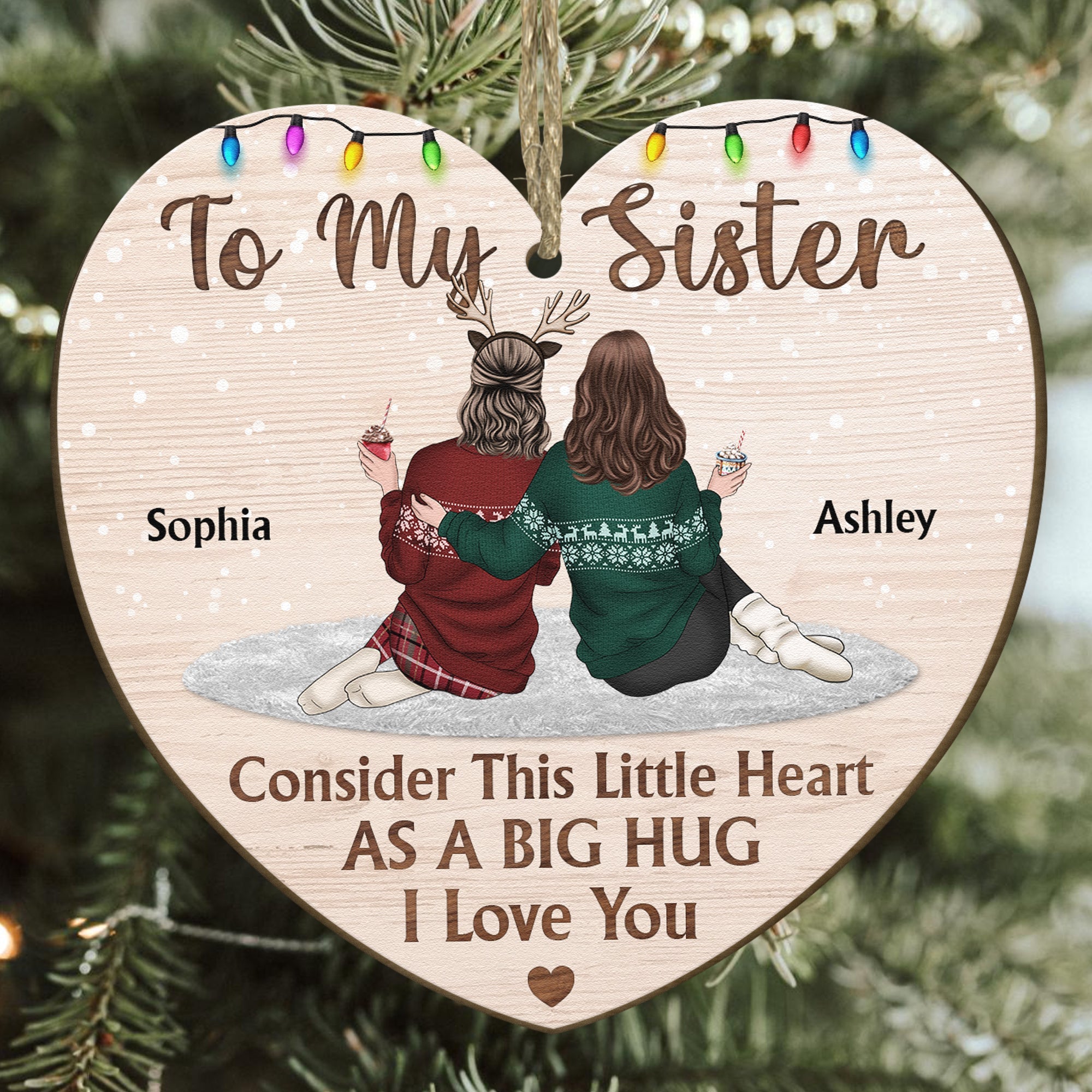 Consider This Little Heart As A Big Hug  - Personalized Wooden Ornament