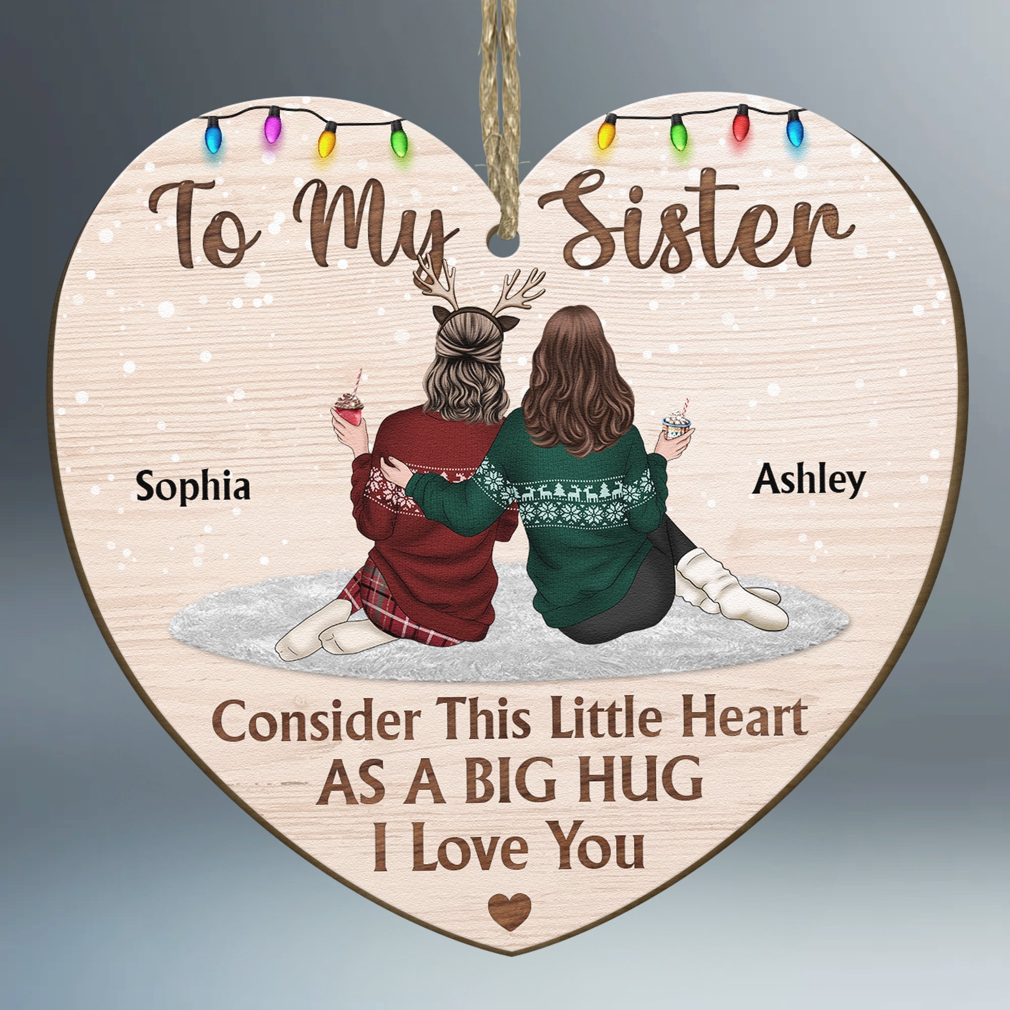 Consider This Little Heart As A Big Hug  - Personalized Wooden Ornament