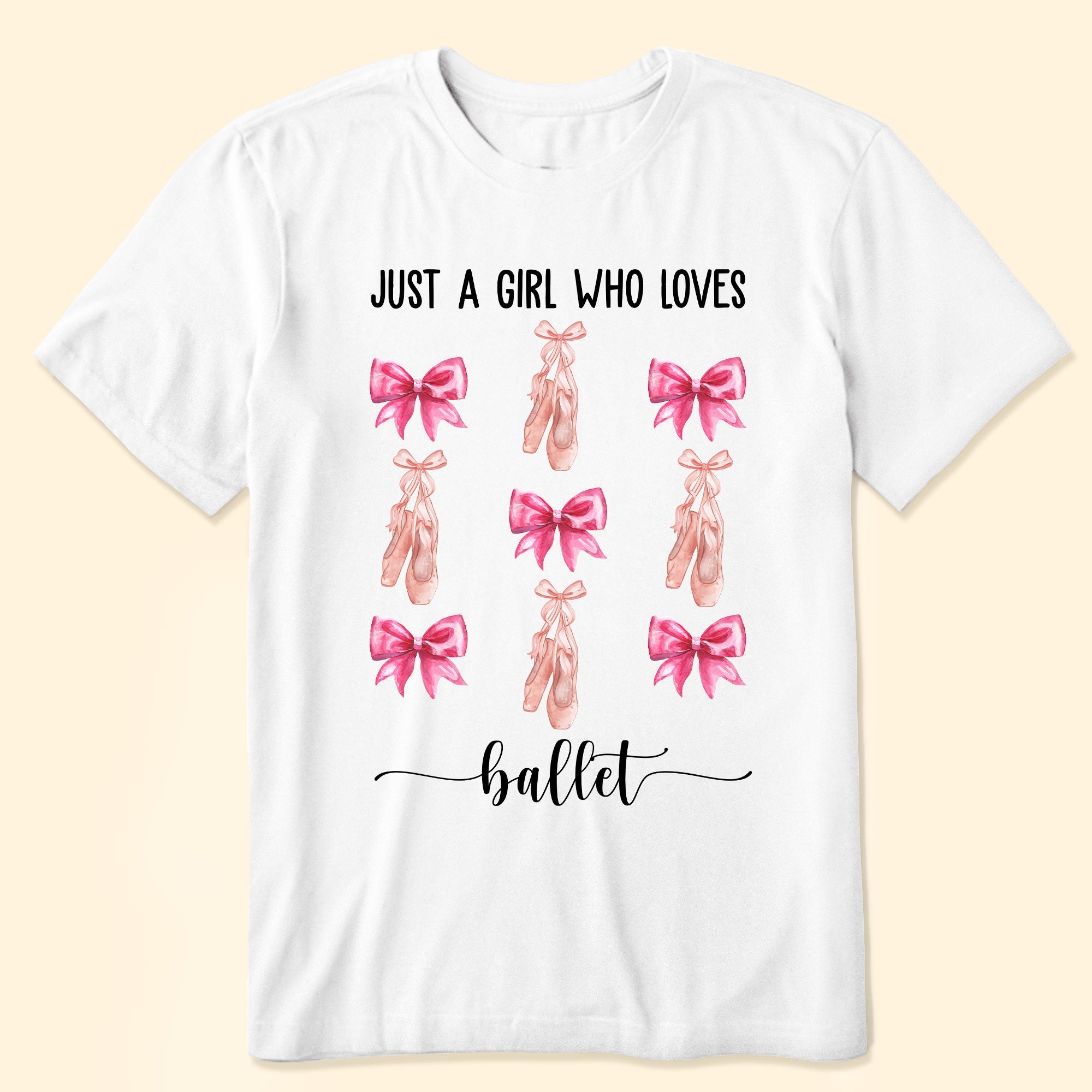 Coquette Pink Bow Trendy Just A Girl Who Loves Ballet, Baseball - Personalized Shirt